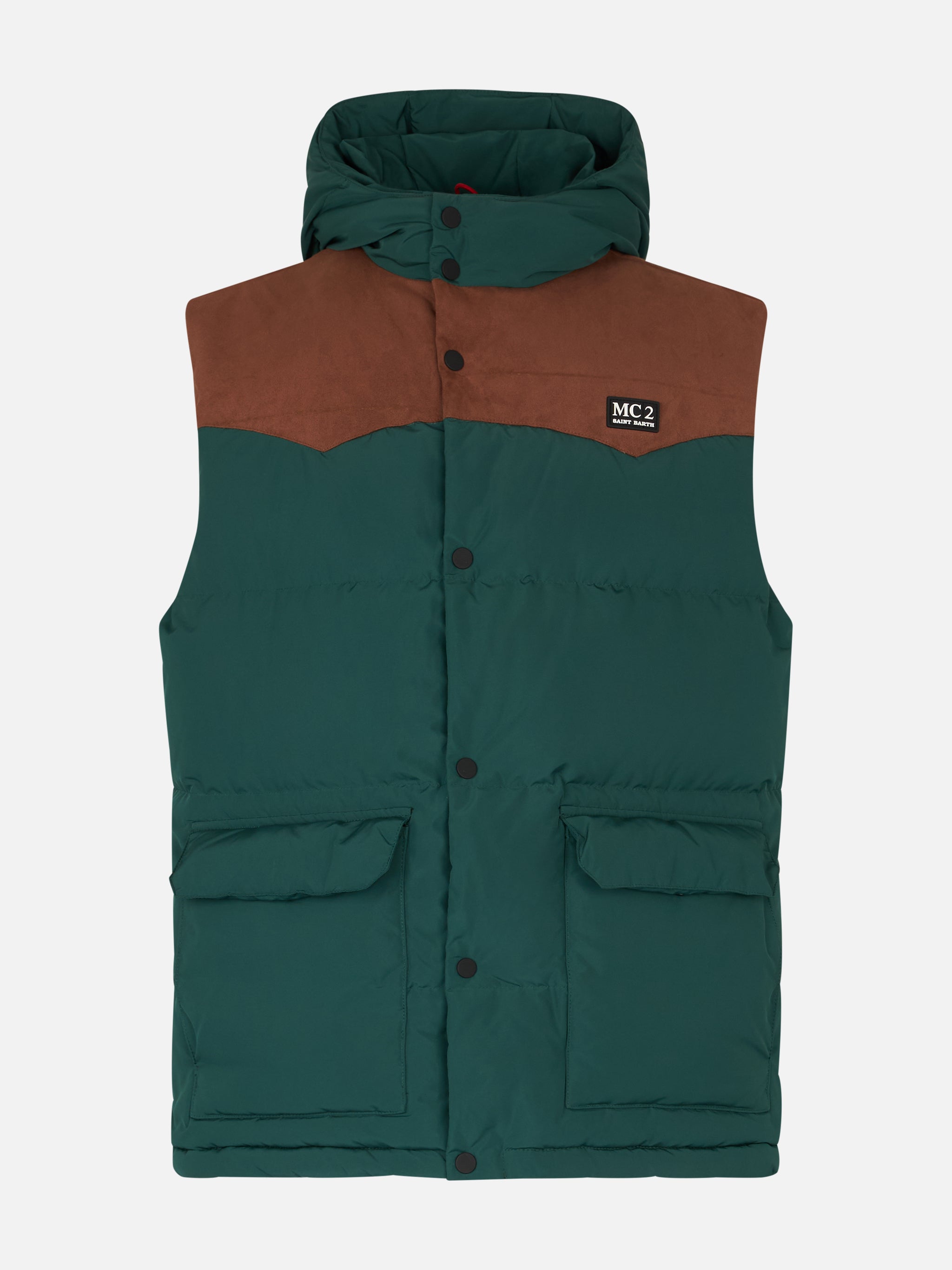 mc2-saint-barth-klosters-gilet-uomo-tecnico-verde-con-cappuccio image 4