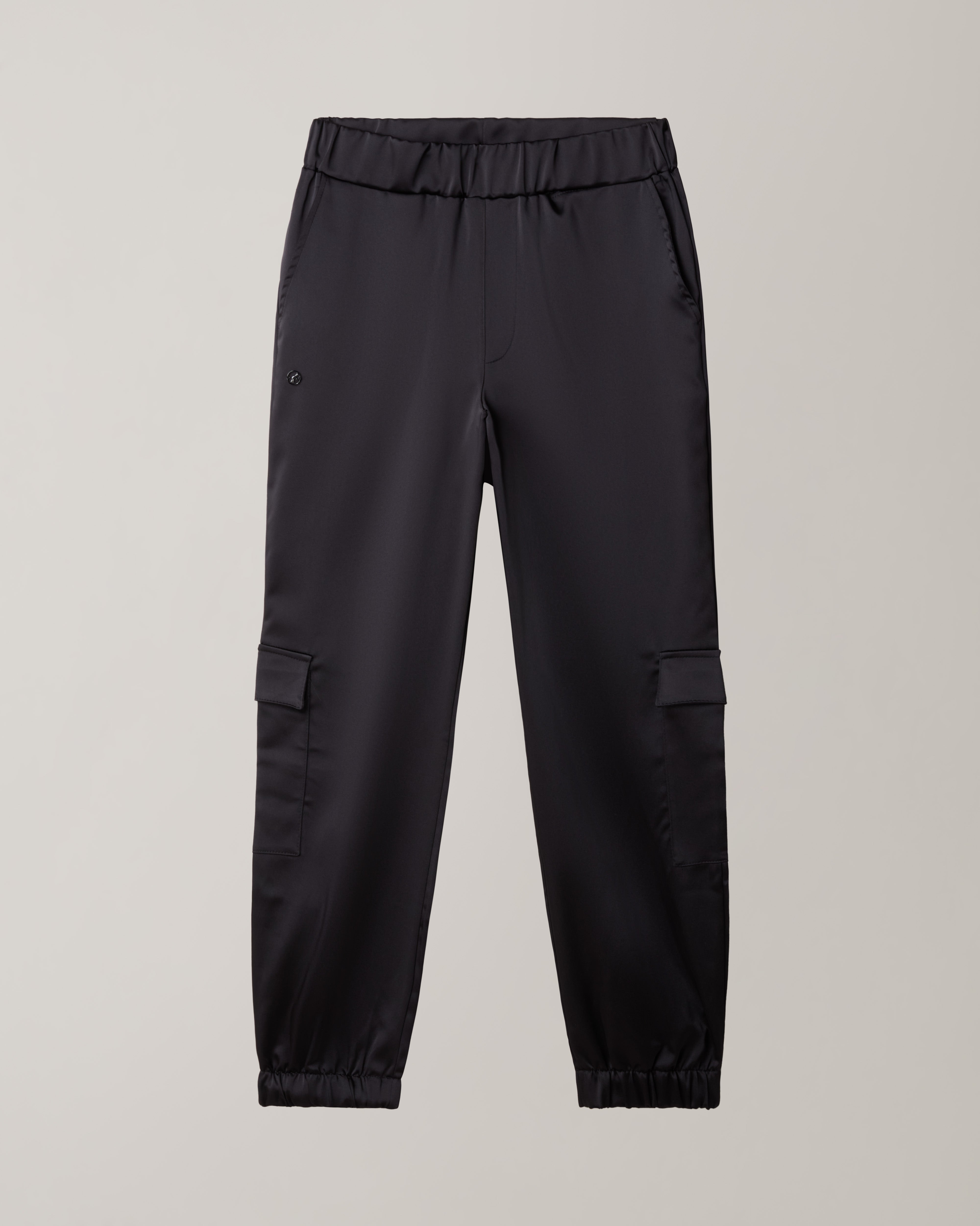 australian-glam-satin-pants-nero-pantalone-cargo-jogger-elasticizzato image 6
