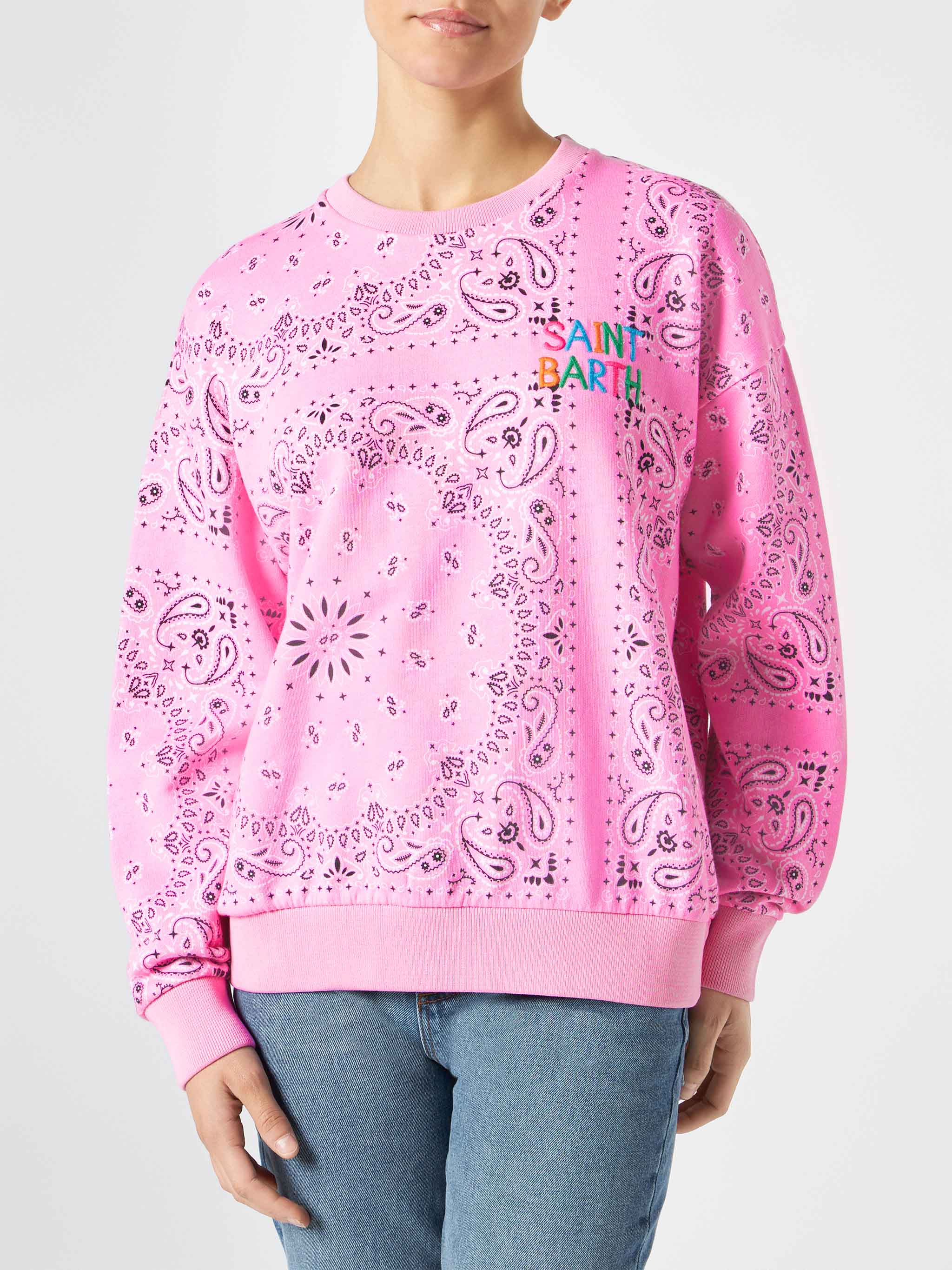 mc2-saint-barth-stardust-felpa-donna-cotone-rosa-bandana image 2