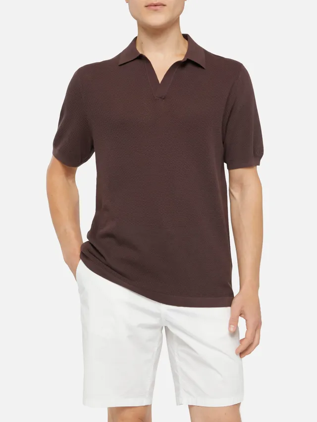mc2-saint-barth-polo-sloan-uomo-in-maglia-a-rete-marrone-senza-bottoni image 1