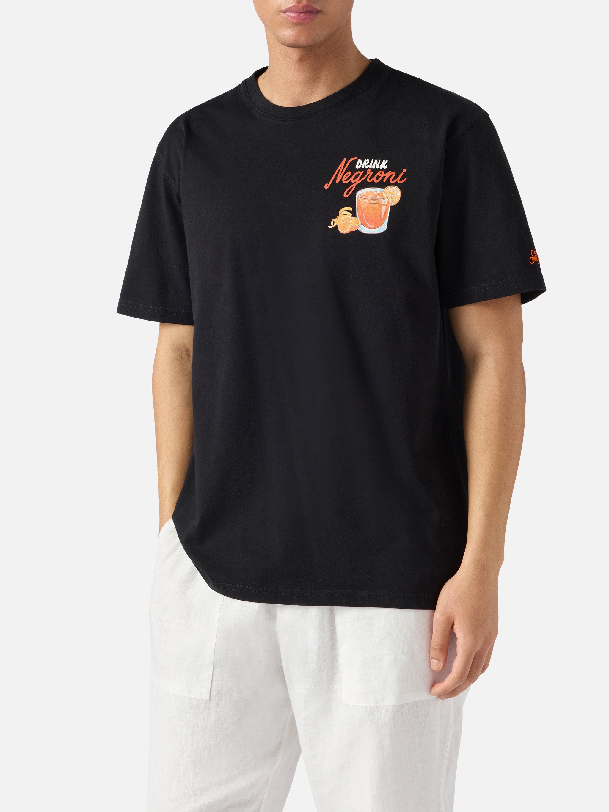 t-shirt-portland-nera-con-illustrazione-negroni-drink-mc2-saint-barth image 3