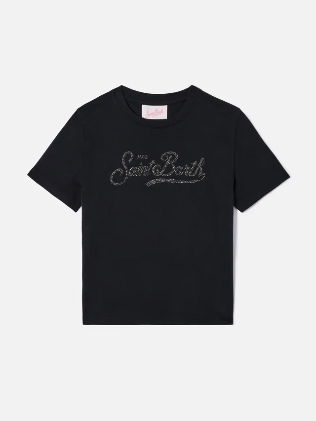 mc2-saint-barth-t-shirt-elly-da-bambina-in-puro-cotone-nero-con-applicazione-sai image 1