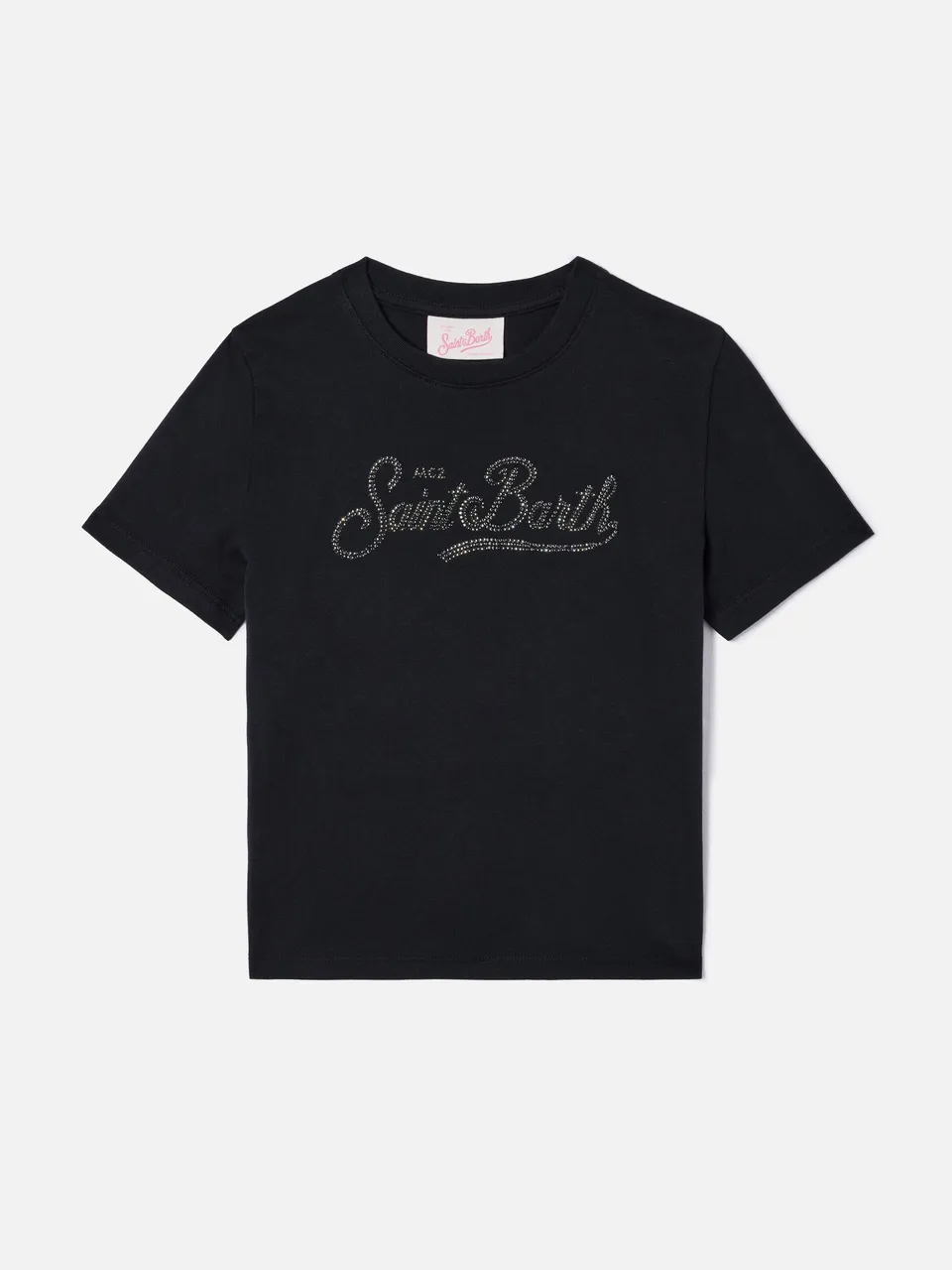 mc2-saint-barth-t-shirt-elly-da-bambina-in-puro-cotone-nero-con-applicazione-sai image 1