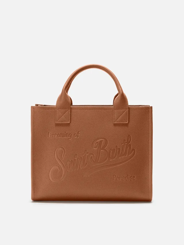 mc2-saint-barth-vanity-bag-large-borsa-a-spalla-in-pelle-martellata-cammello image 1