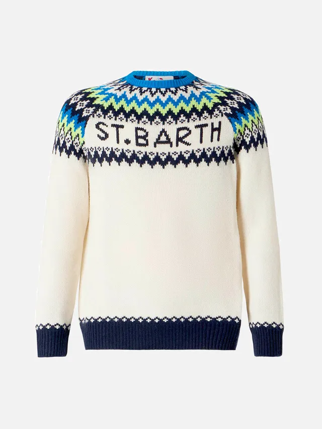 mc2-saint-barth-maglione-bambino-bianco-con-jacquard-islandese image 1