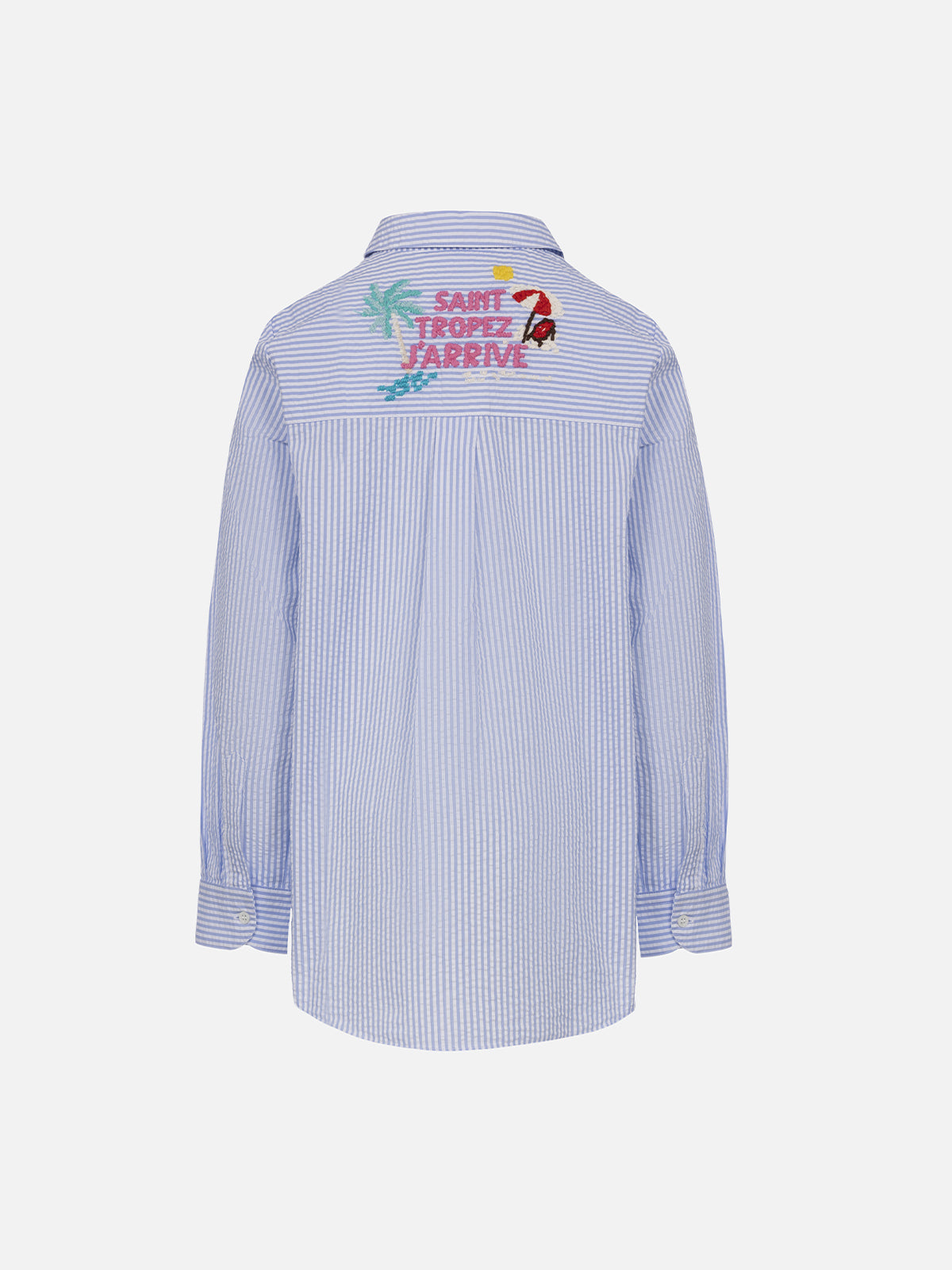 camicia-over-bambina-mc2-saint-barth-mini-brigitte-in-seersucker-con-stampa-riga image 1