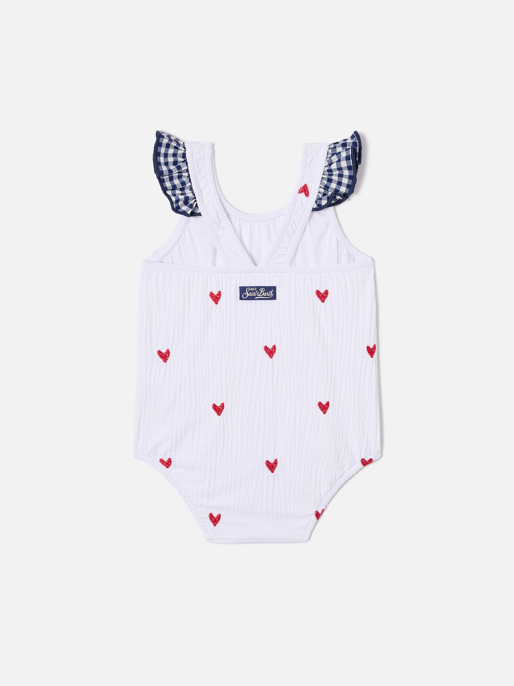 mc2-saint-barth-pinkie-costume-intero-neonata-seersucker-cuori-bianco-e-rosso image 3