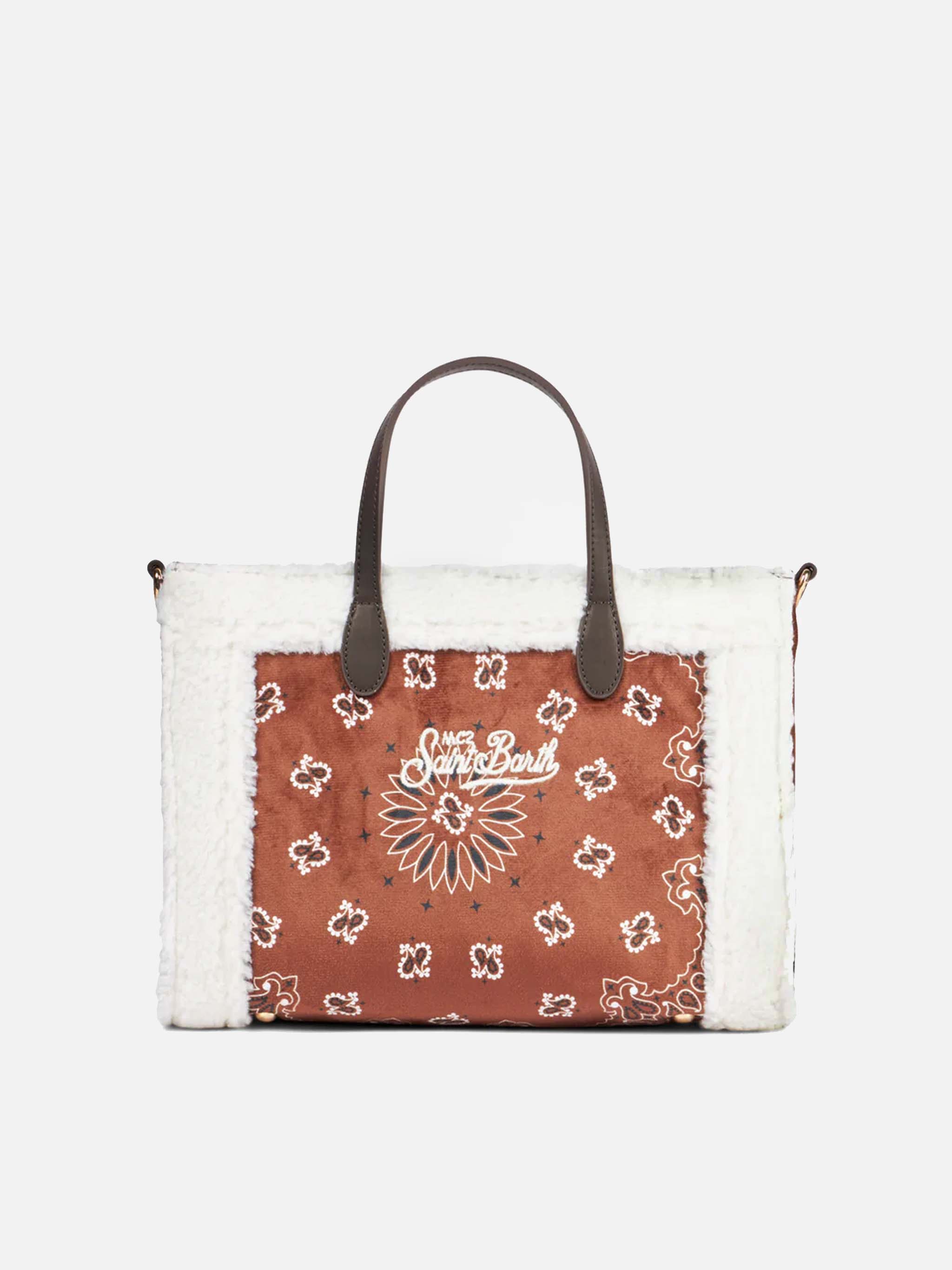 mc2-saint-barth-borsa-vivian-a-mano-30x20x12-cm-stampa-bandana-marrone-con-bordo image 5