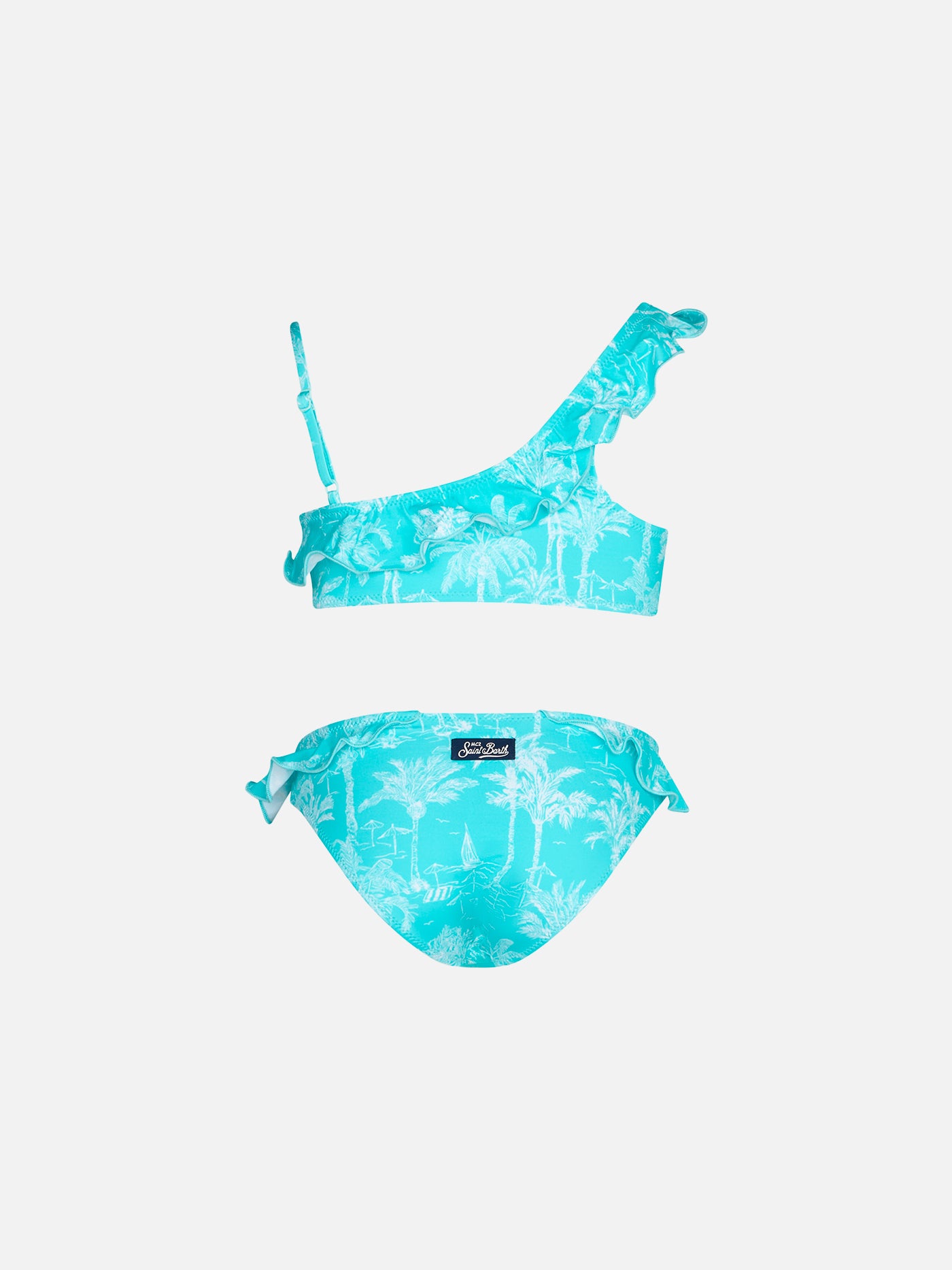mc2-saint-barth-rey-bikini-bambina-monospalla-verde-acqua-toile-de-jouy image 2