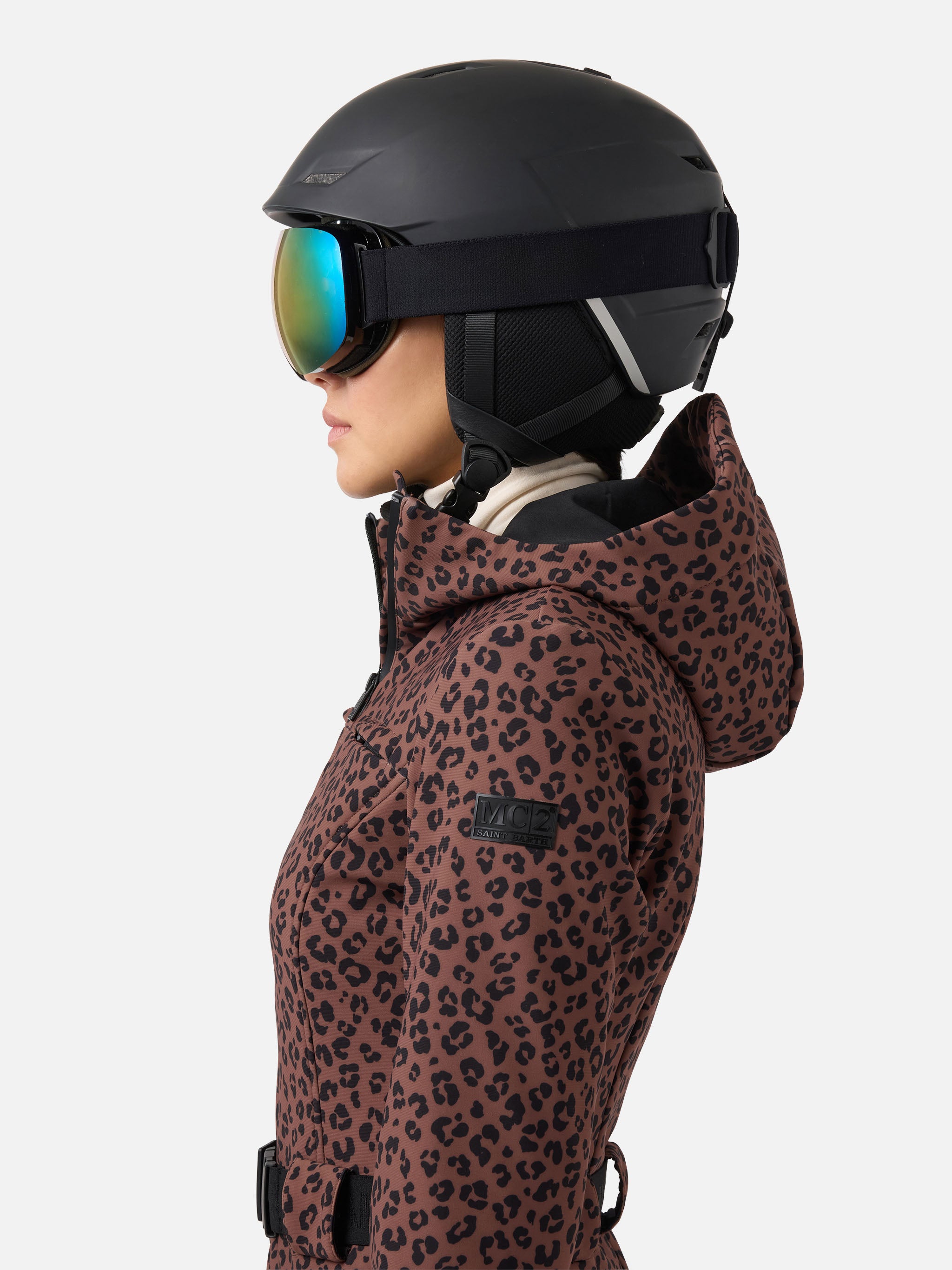 mc2-saint-barth-garmisch-tuta-da-sci-donna-animalier-marrone-con-recco image 2