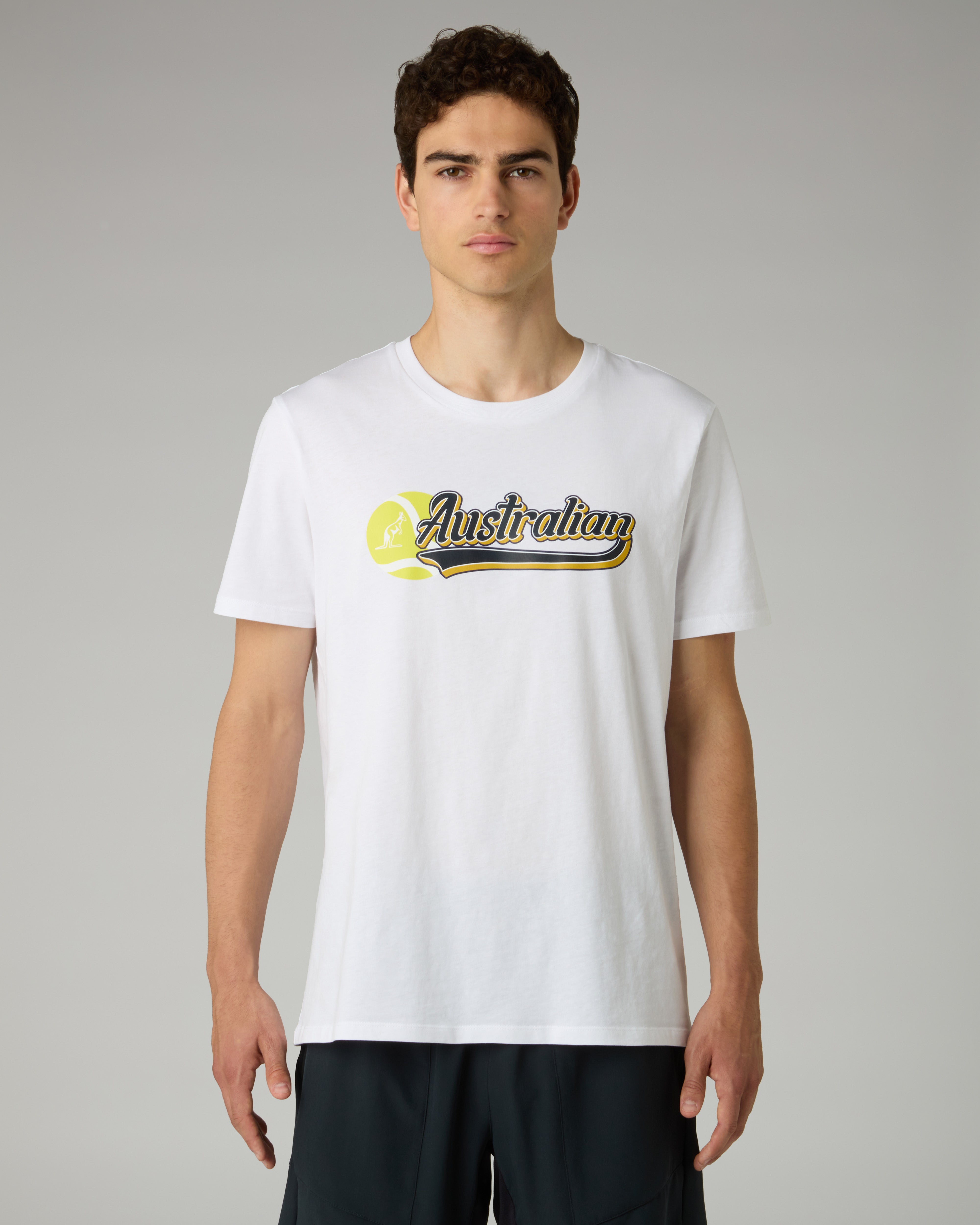 australian-t-shirt-tennis-maglietta-cotone-bianco-stampa-petto image 1