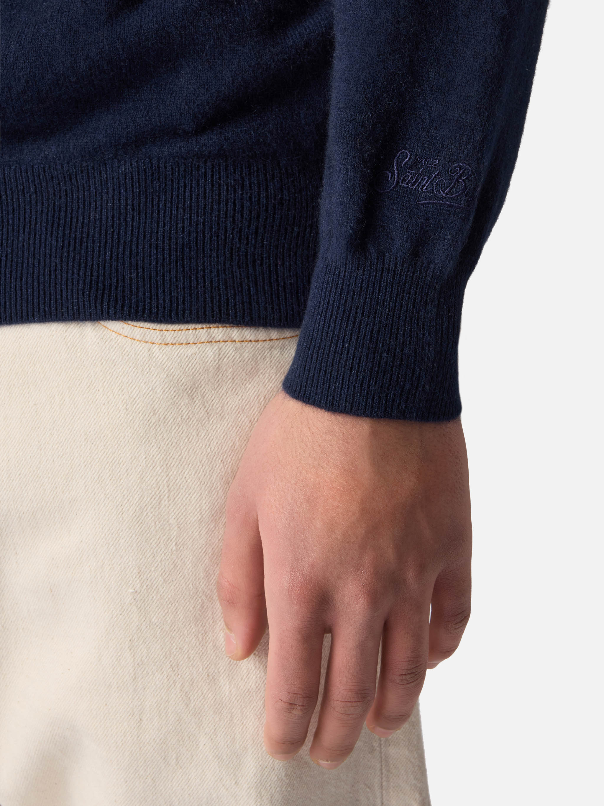 mc2-saint-barth-covent-polo-uomo-in-maglia-di-cashmere-blu-notte image 4
