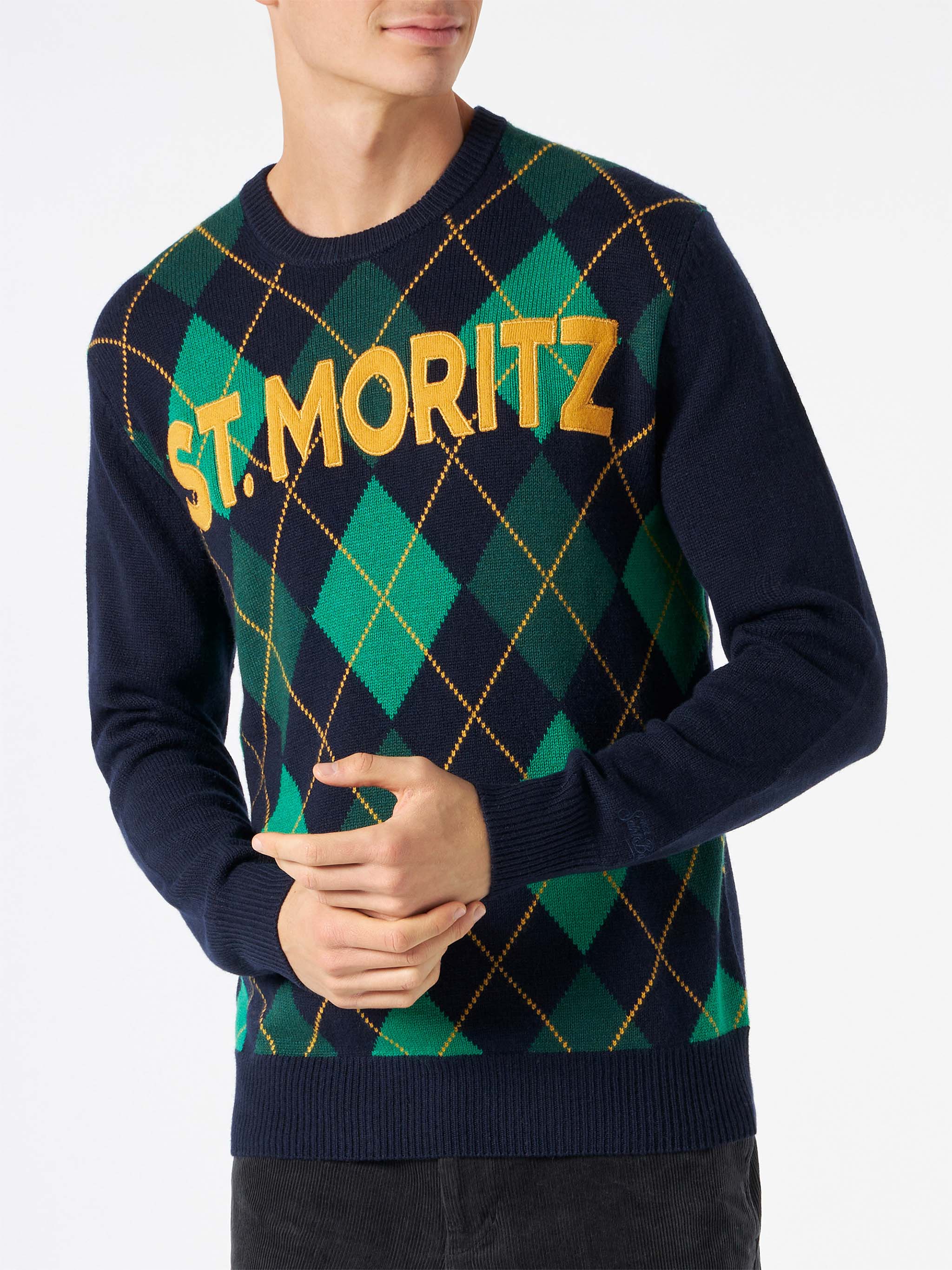 mc2-saint-barth-maglione-girocollo-heron-uomo-blu-navy-con-jacquard-argyle-in-mi image 2