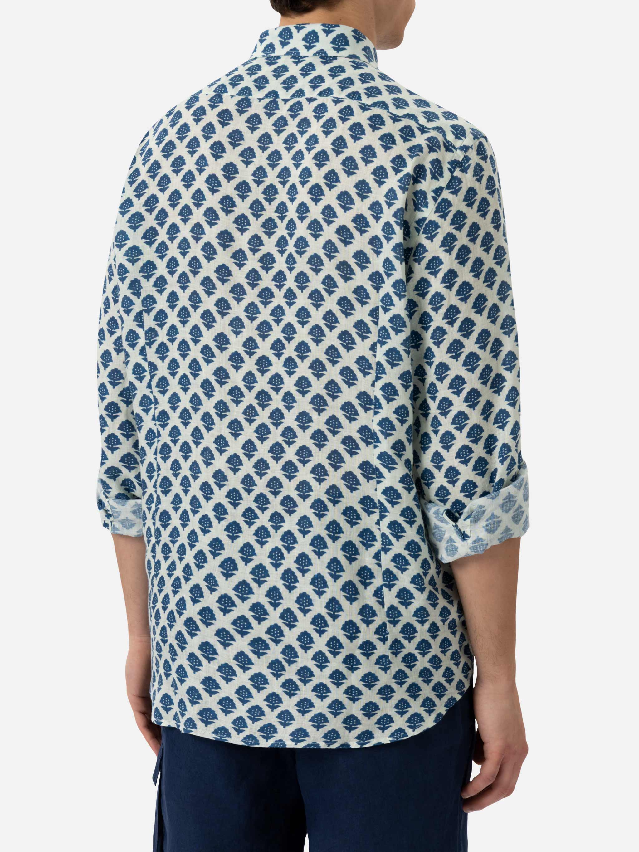 mc2-saint-barth-pamplona-camicia-uomo-in-lino-bianca-stampa-floreale image 3
