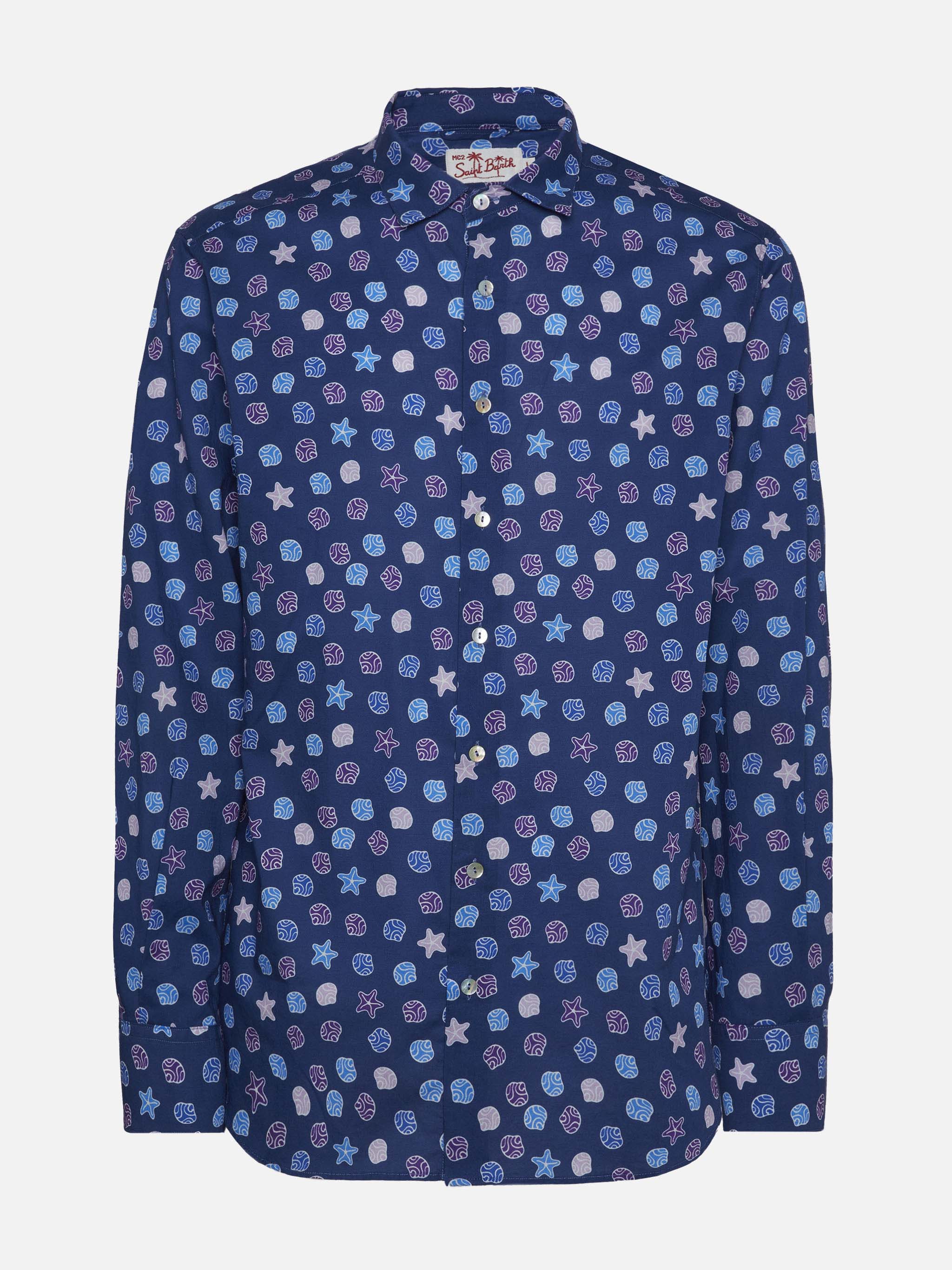 mc2-saint-barth-sikelia-camicia-uomo-blu-in-mussola-di-cotone-stampa-etnica image 4