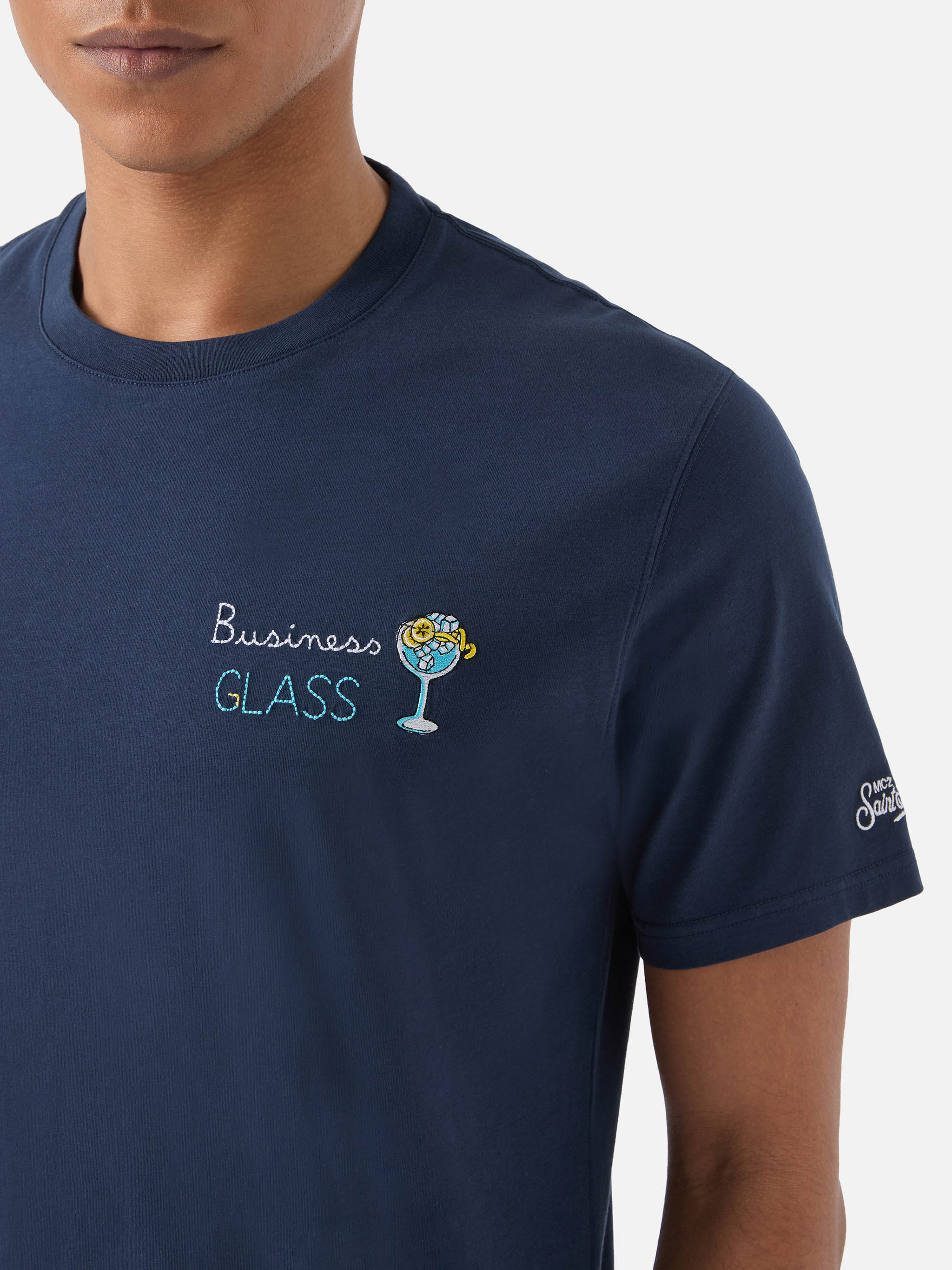 mc2-saint-barth-t-shirt-portofino-uomo-in-cotone-blu-con-ricamo-business-glass image 2