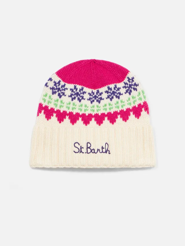 mc2-saint-barth-wengen-cappello-in-maglia-bianco-con-motivo-jacquard-cuori image 1