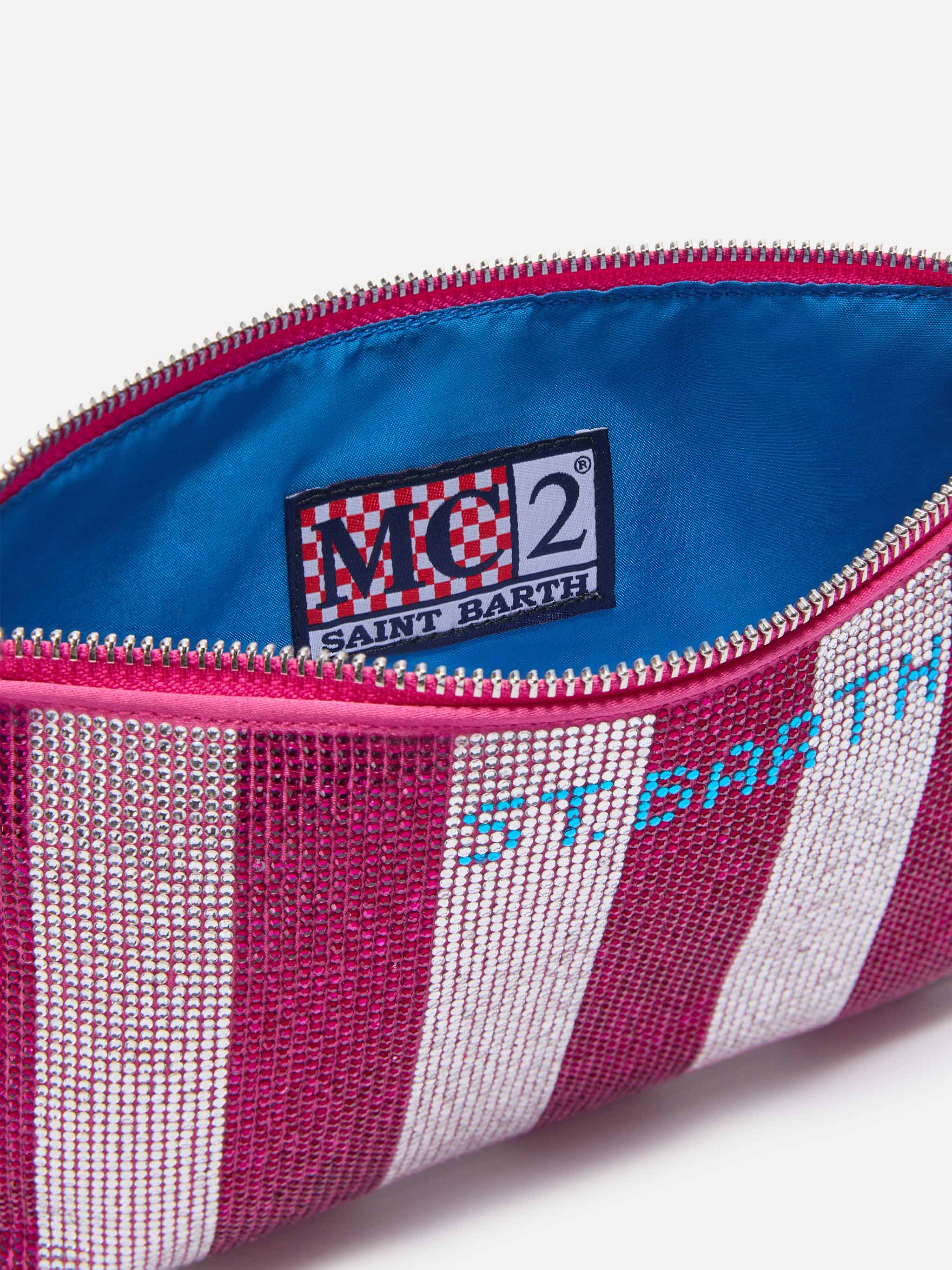mc2-saint-barth-mini-bag-strassy-con-strass-rosa-e-argento image 5