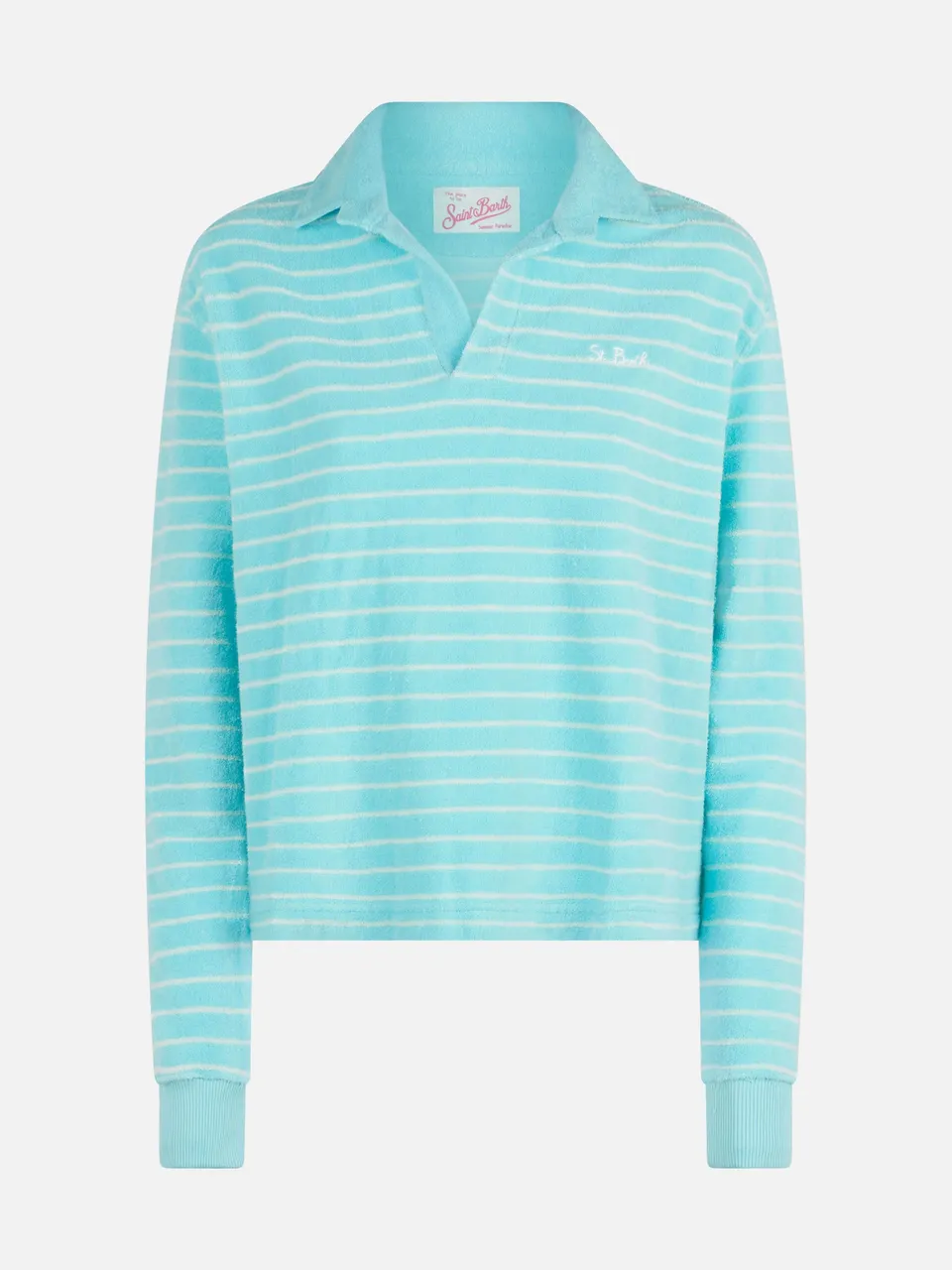 mc2-saint-barth-magda-felpa-spugna-a-righe-azzurro-chiaro-oversize image 1