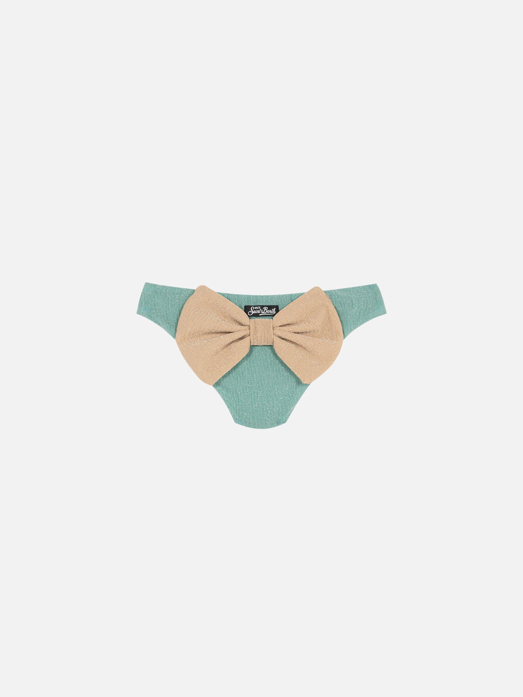 mc2-saint-barth-slip-madame-bambina-in-lurex-verde-acqua-con-fiocco image 1