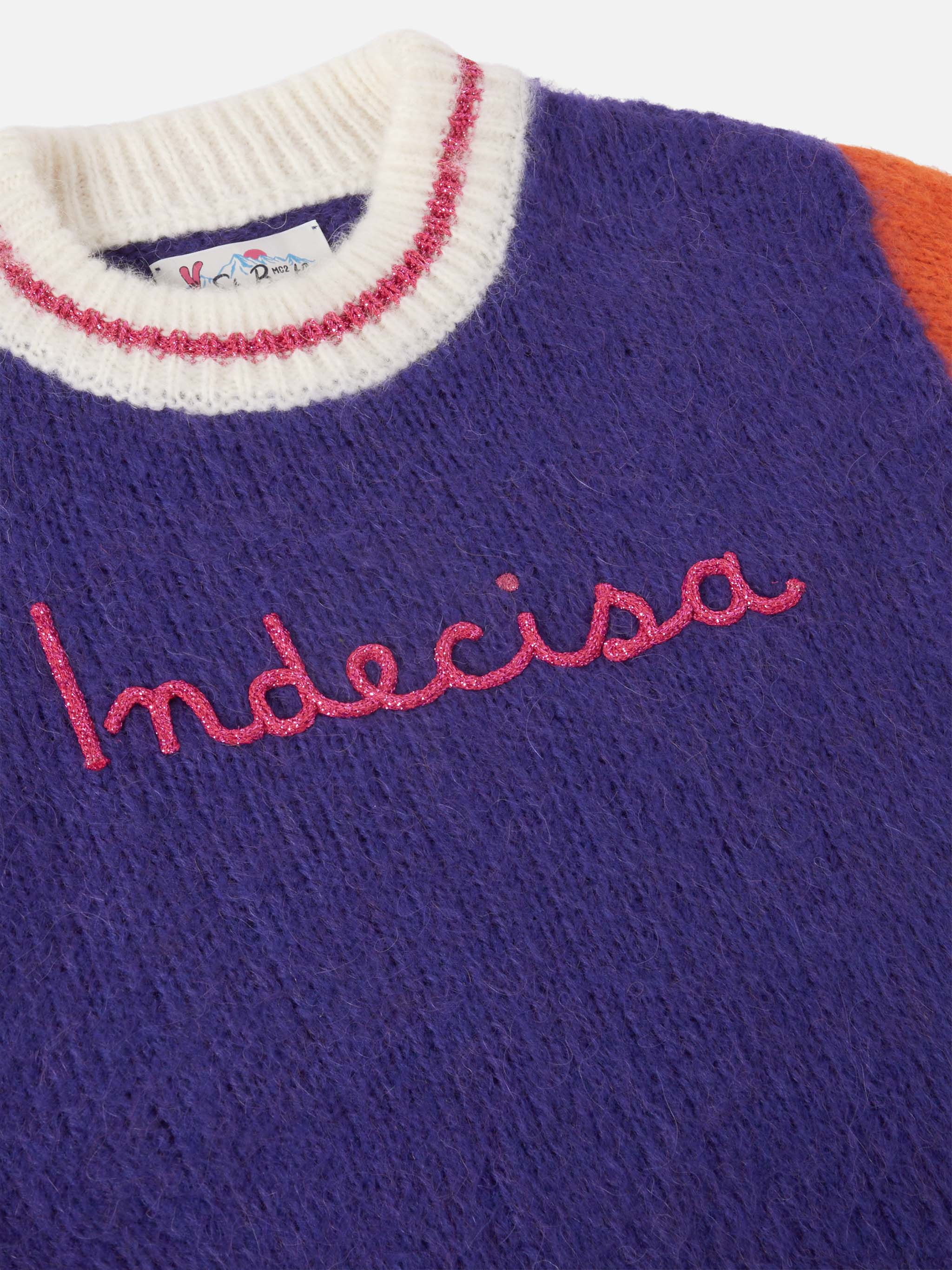 mc2-saint-barth-danya-soft-jr-maglione-boxy-bambina-indecisa-viola-arancio-rosa image 2