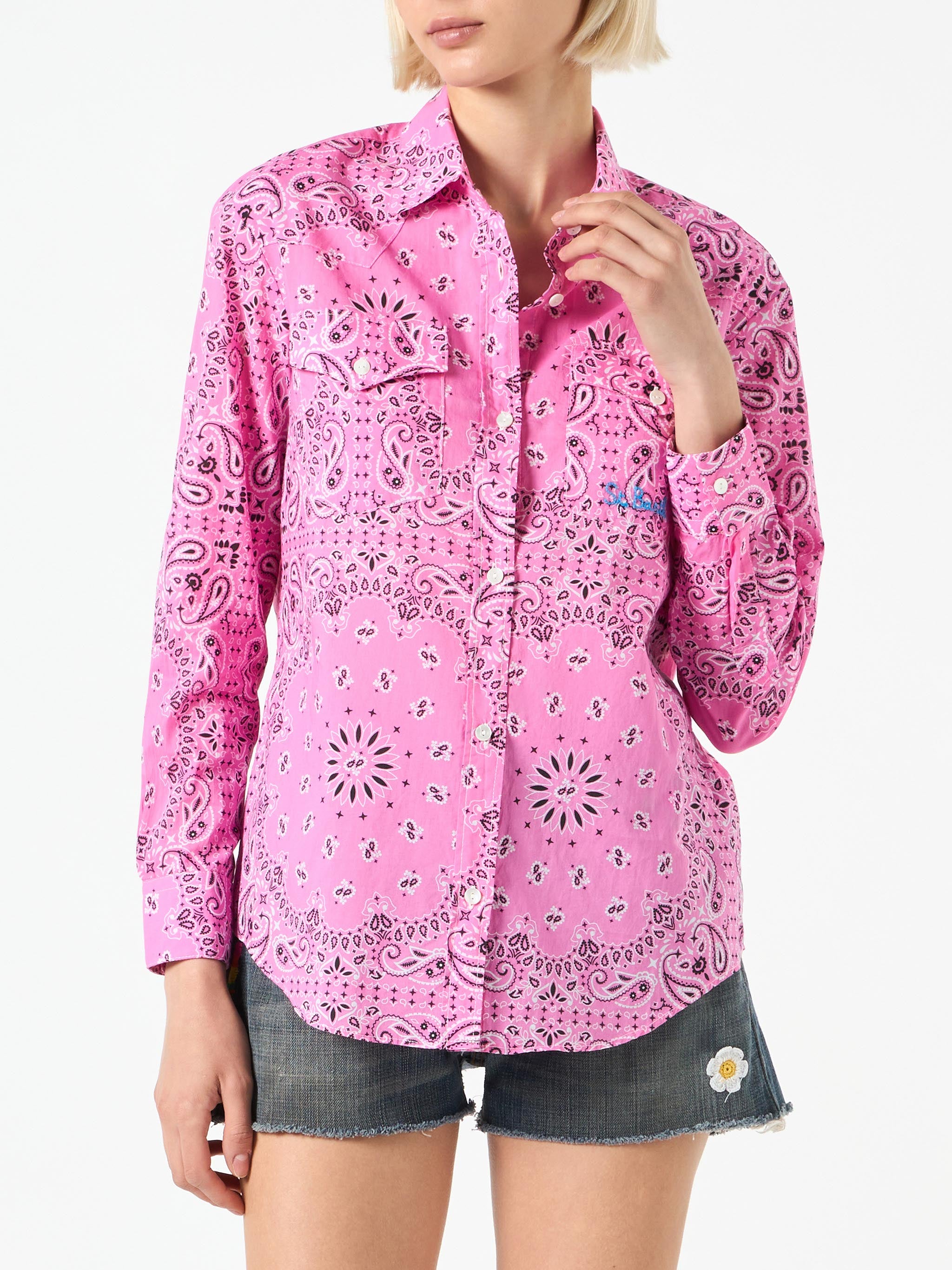 mc2-saint-barth-camicia-amaya-texana-stampa-bandana-rosa image 1