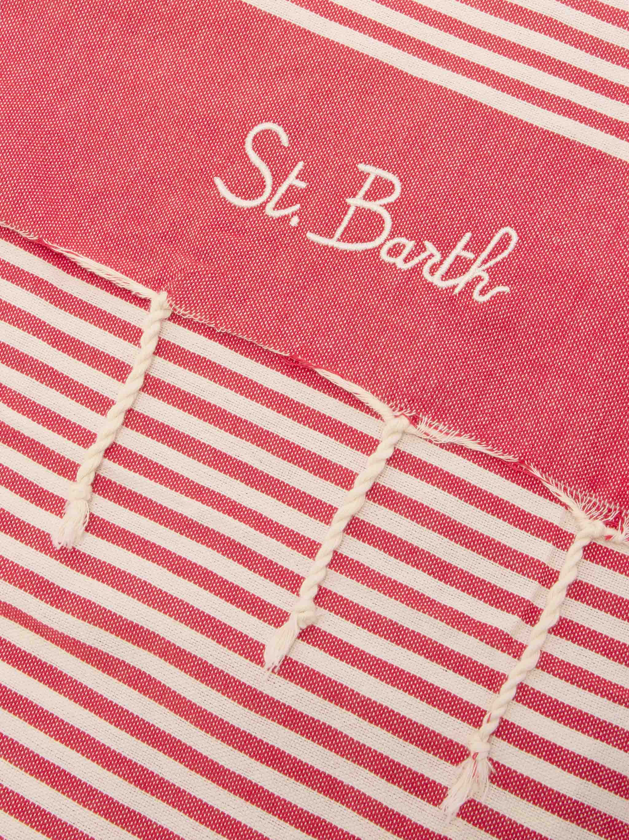 mc2-saint-barth-foutas-telo-mare-a-righe-piccole-rosso-e-bianco-in-cotone-jacqua image 2