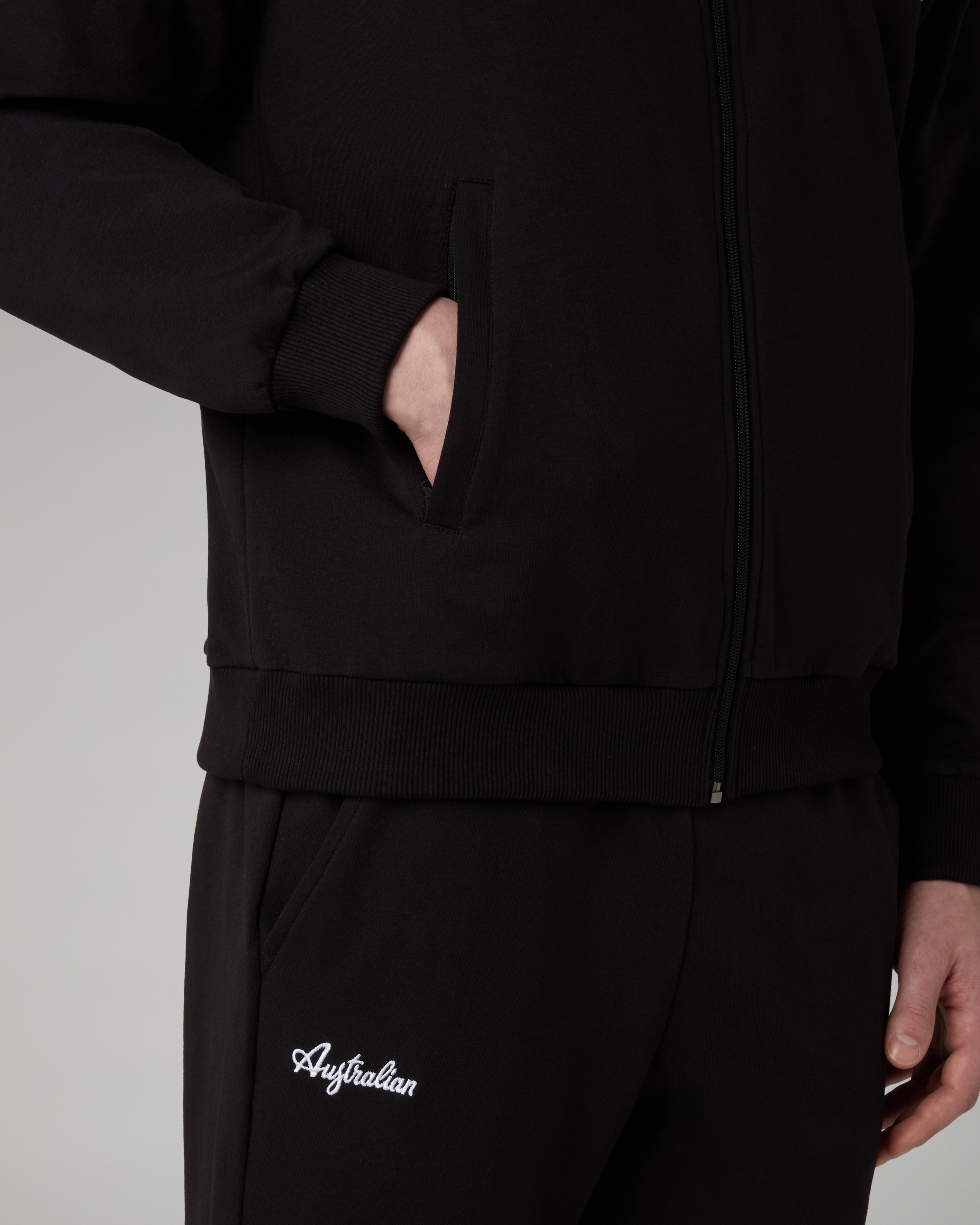 australian-essential-line-tracksuit-tuta-felpa-nera-full-zip image 5