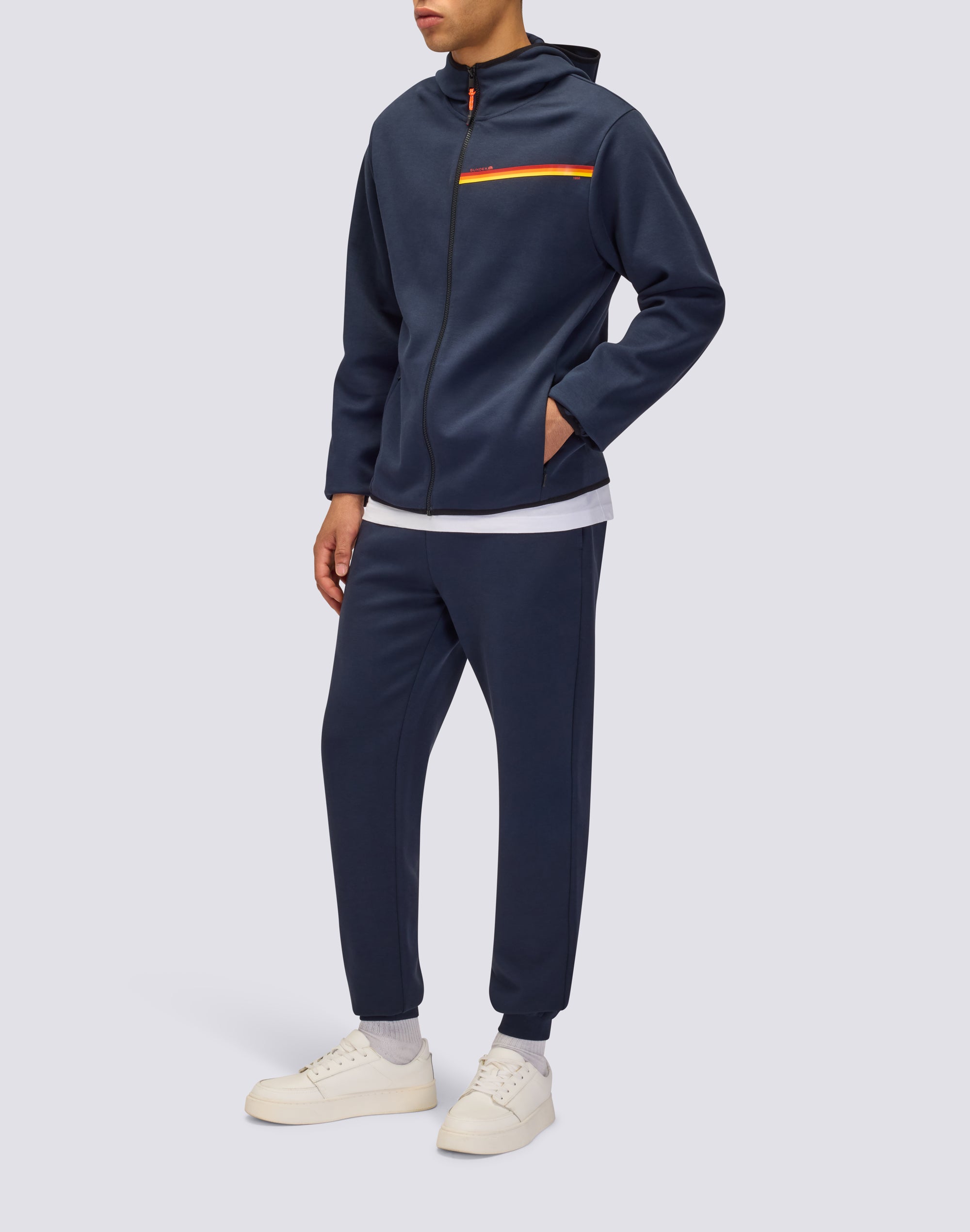 sundek-1958-felpa-uomo-con-cappuccio-full-zip-e-tricolore image 3