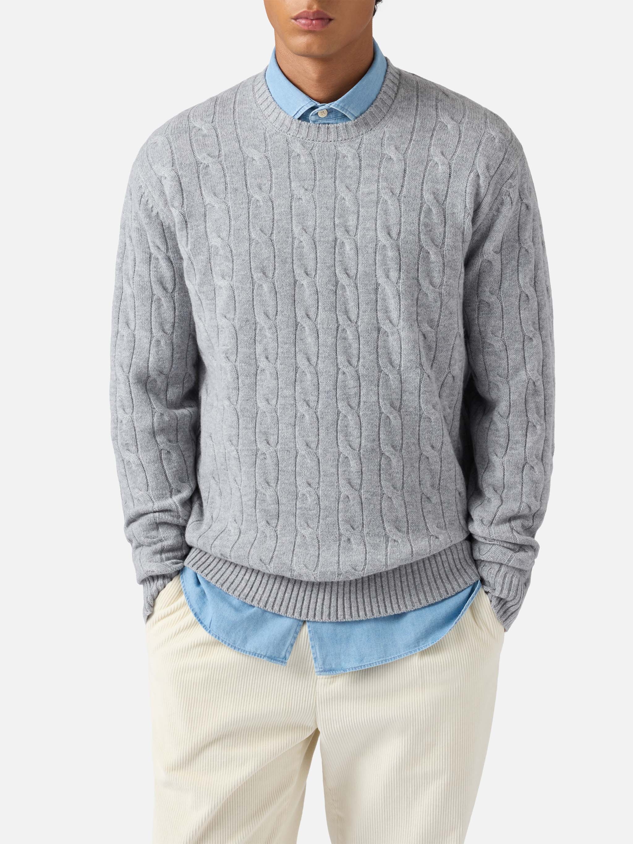 mc2-saint-barth-maglione-girocollo-regent-a-trecce-100-lana-merino-grigio-melang image 1