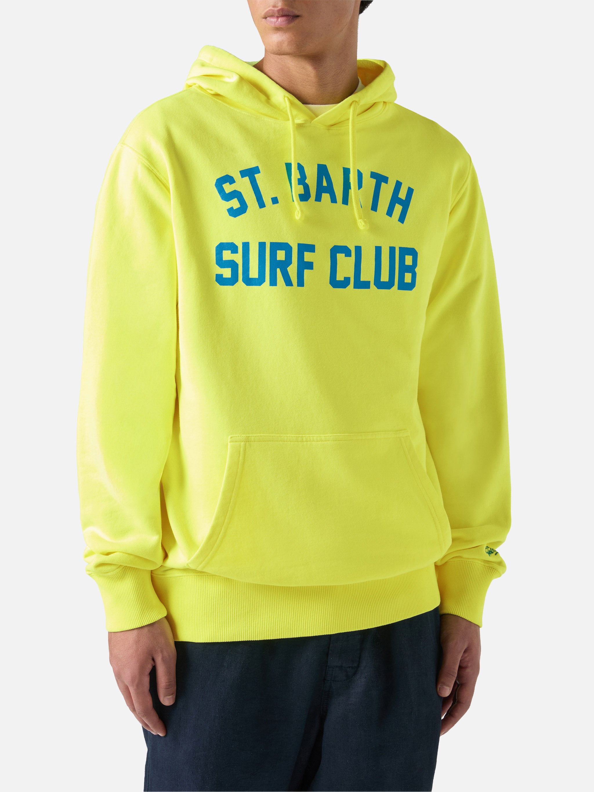 mc2-saint-barth-felpa-manhattan-surf-club-in-cotone-gialla-con-cappuccio image 1