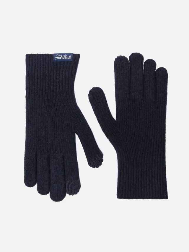mc2-saint-barth-brixton-guanti-a-coste-in-misto-cashmere-blu-notte image 1