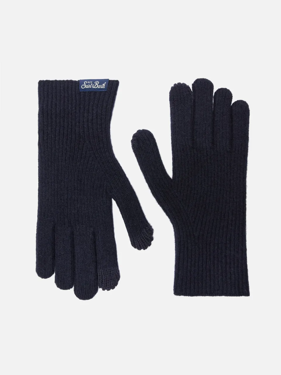 mc2-saint-barth-brixton-guanti-a-coste-in-misto-cashmere-blu-notte image 1