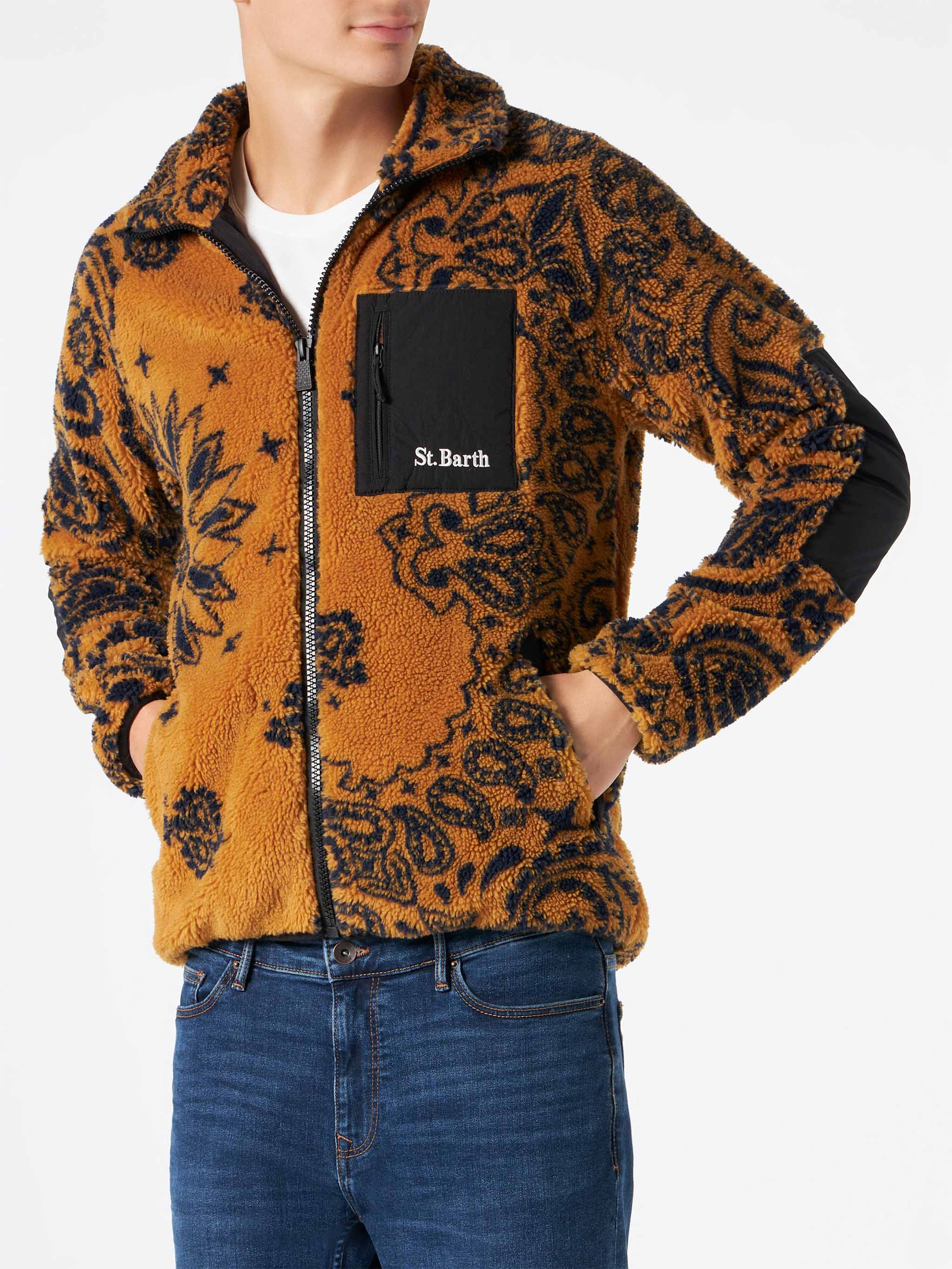 mc2-saint-barth-giacca-keystone-uomo-in-sherpa-fleece-fantasia-ocra image 1