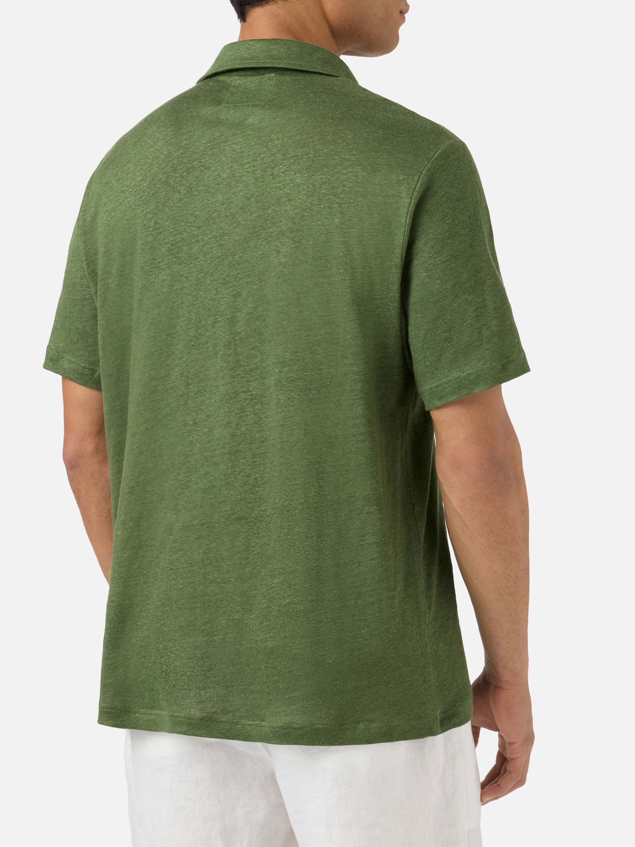 mc2-saint-barth-polo-fraser-in-puro-lino-verde-militare-da-uomo image 3