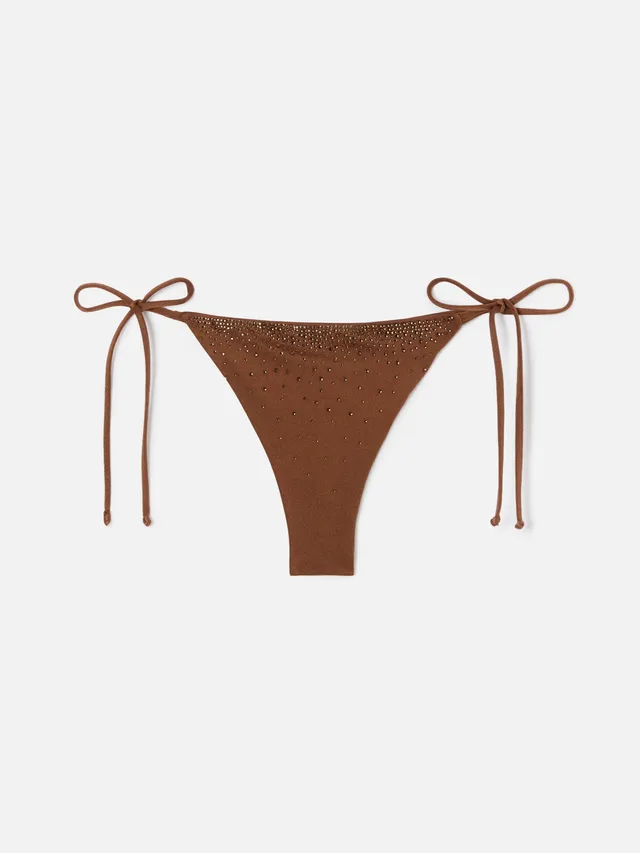 mc2-saint-barth-slip-mare-marielle-brasiliana-glossy-finish-marrone-con-strass image 1
