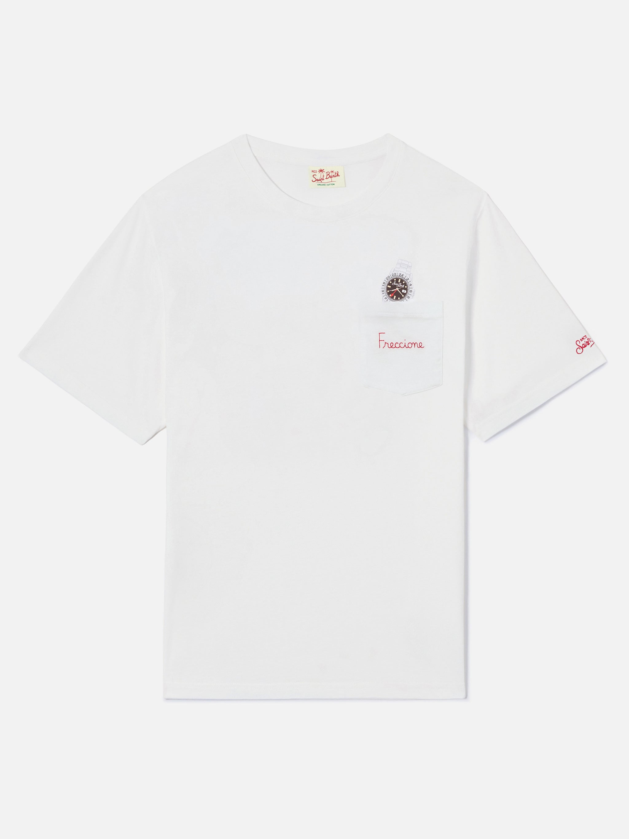 t-shirt-mc2-saint-barth-austin-bianca-con-taschino-ricamo-freccione-e-orologio-i image 5