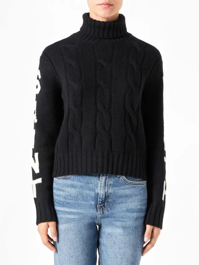 mc2-saint-barth-maglione-adler-a-collo-alto-intrecciato-nero-con-jacquard-saint- image 1