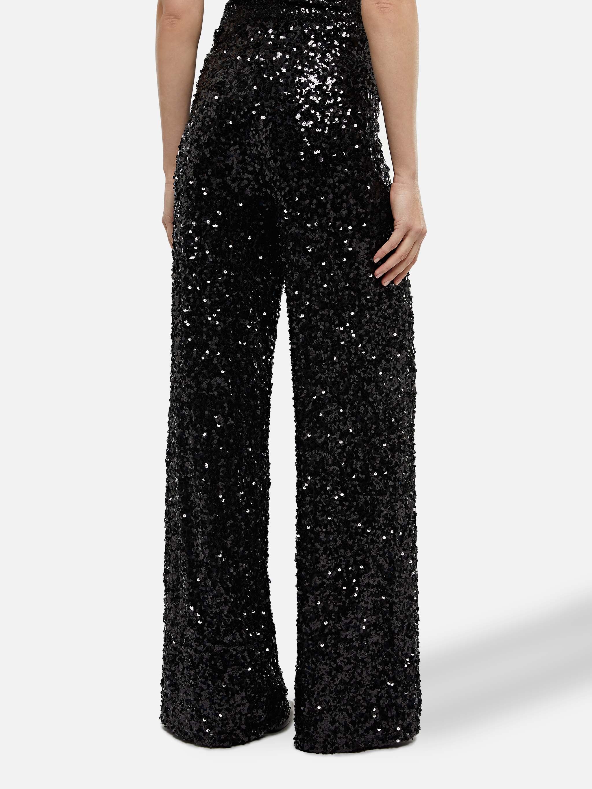 mc2-saint-barth-pantaloni-lucette-a-gamba-ampia-paillettes-nere-lcu001 image 3
