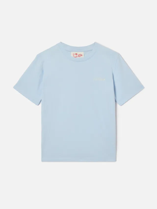 mc2-saint-barth-t-shirt-dover-jr-in-puro-cotone-azzurro-con-logo-ricamato-da-bam image 1