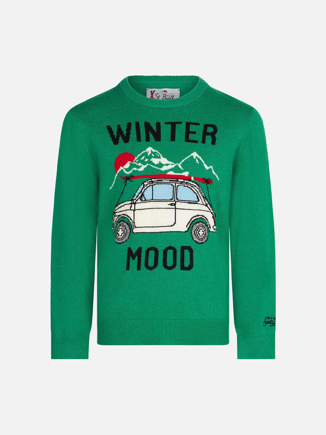 mc2-saint-barth-douher-maglione-boy-girocollo-verde-stampa-winter-mood image 1