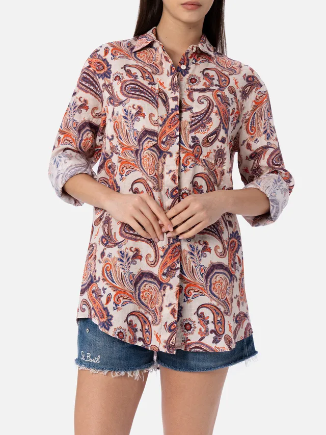 mc2-saint-barth-alodie-camicia-donna-in-lino-con-fantasia-paisley-multicolor image 1