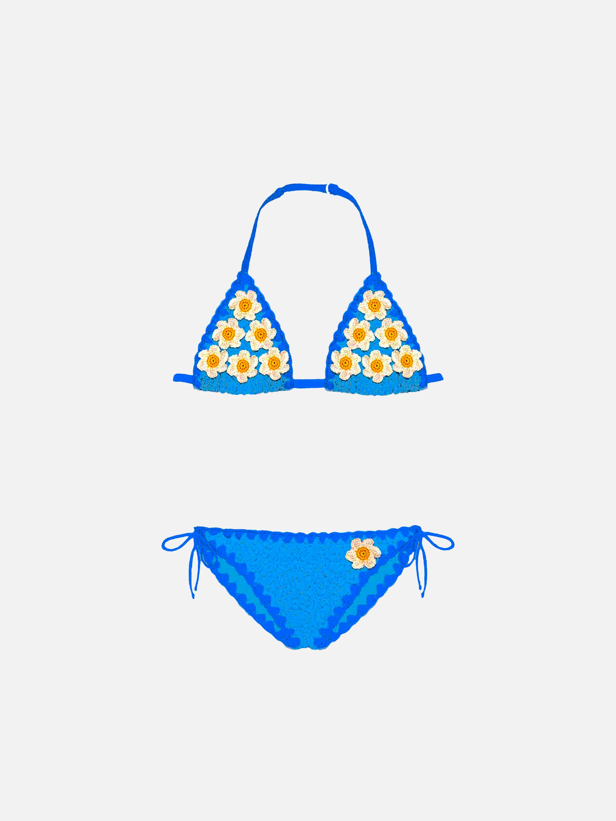 mc2-saint-barth-bikini-da-bambina-all-uncinetto-blu-con-ricamo-margherite image 1