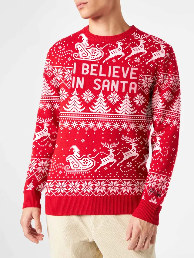mc2-saint-barth-maglia-heron-uomo-in-misto-cashmere-rossa-i-believe-in-santa image 1