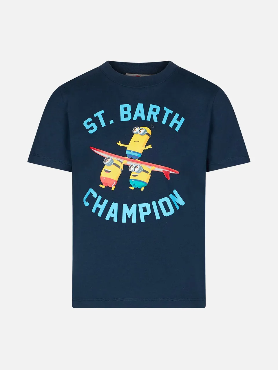 mc2-saint-barth-t-shirt-bambino-cotone-blu-st-barth-champion-minions image 1