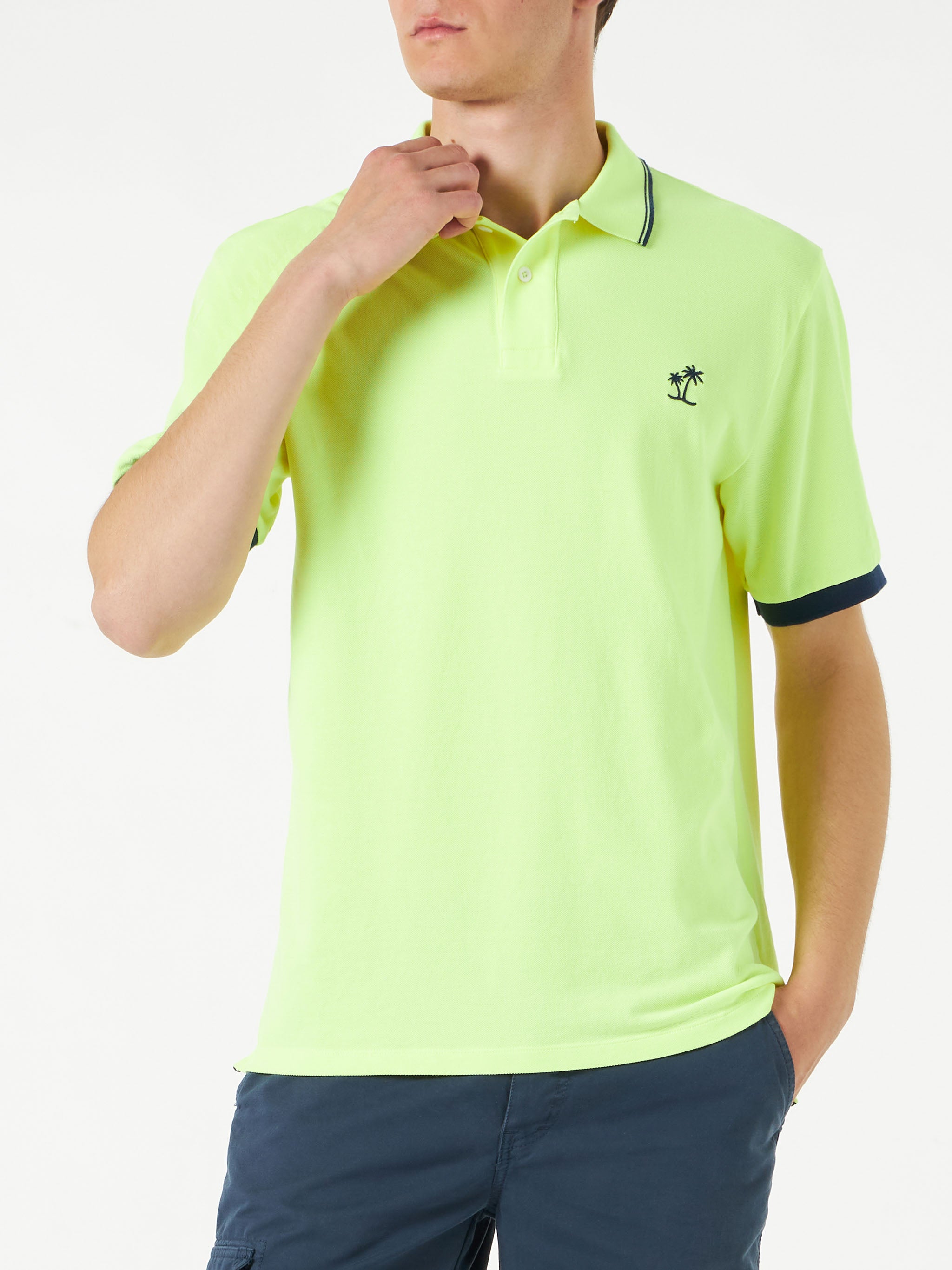 mc2-saint-barth-polo-uomo-in-piquet-giallo-fluo-con-logo image 1