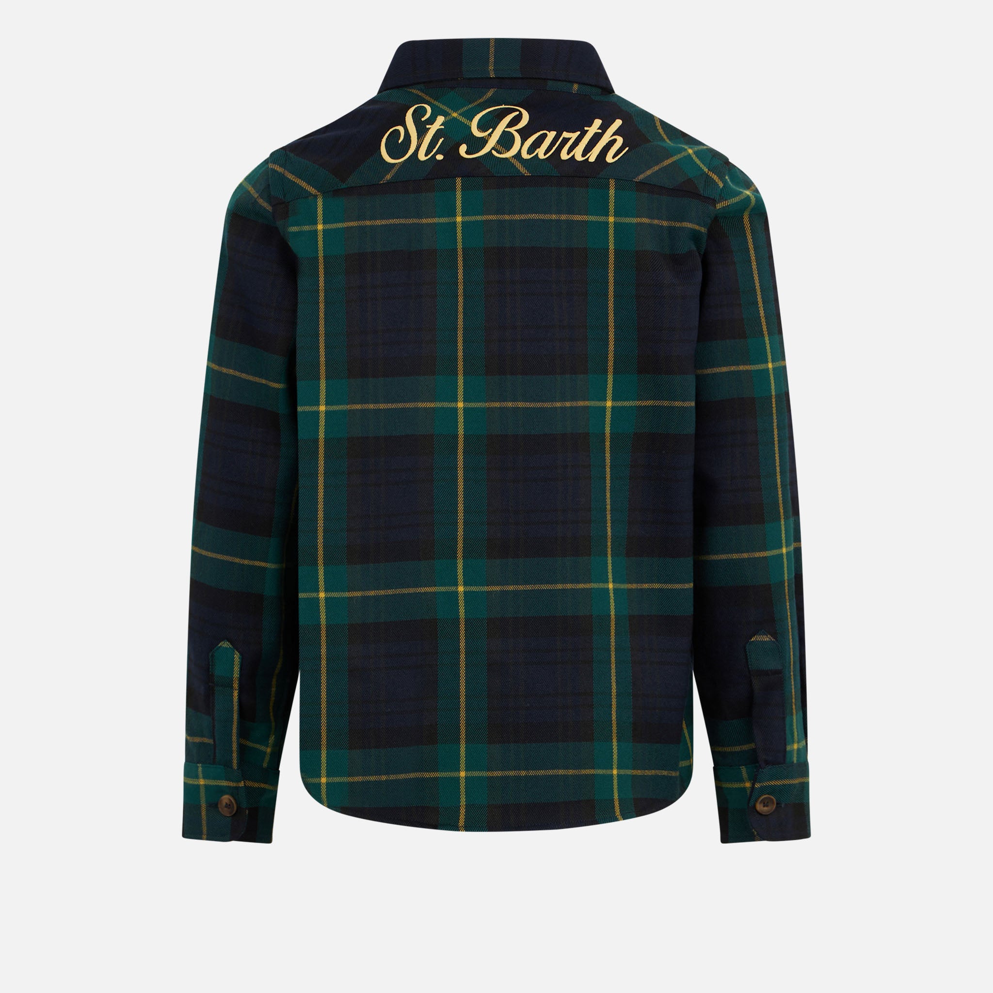 mc2-saint-barth-bambino-camicia-in-lana-blu-stampa-scozzese image 2