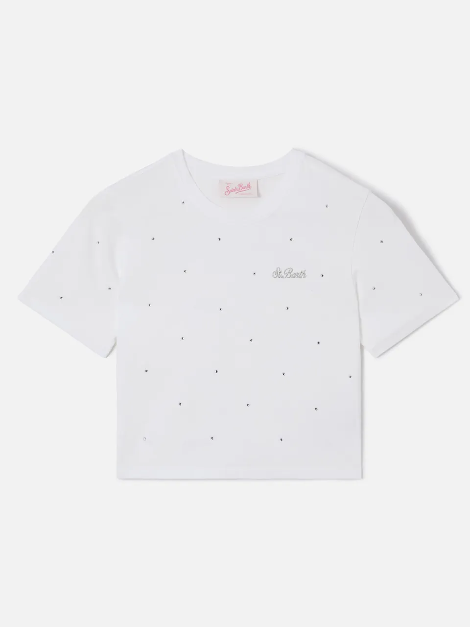 mc2-saint-barth-nives-t-shirt-donna-cotone-bianco-strass-all-over image 1
