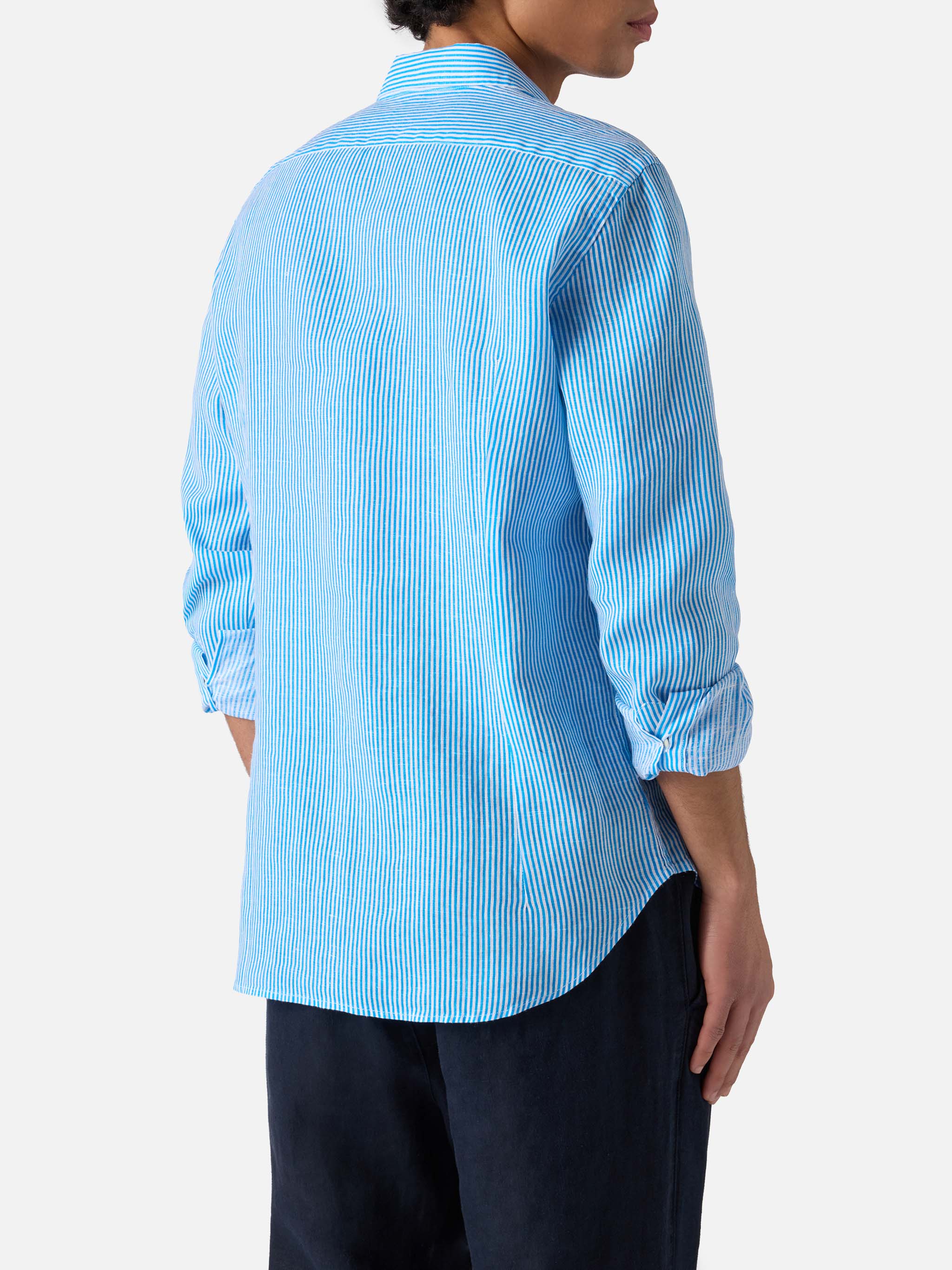mc2-saint-barth-camicia-pamplona-in-lino-a-righe-turchese image 3