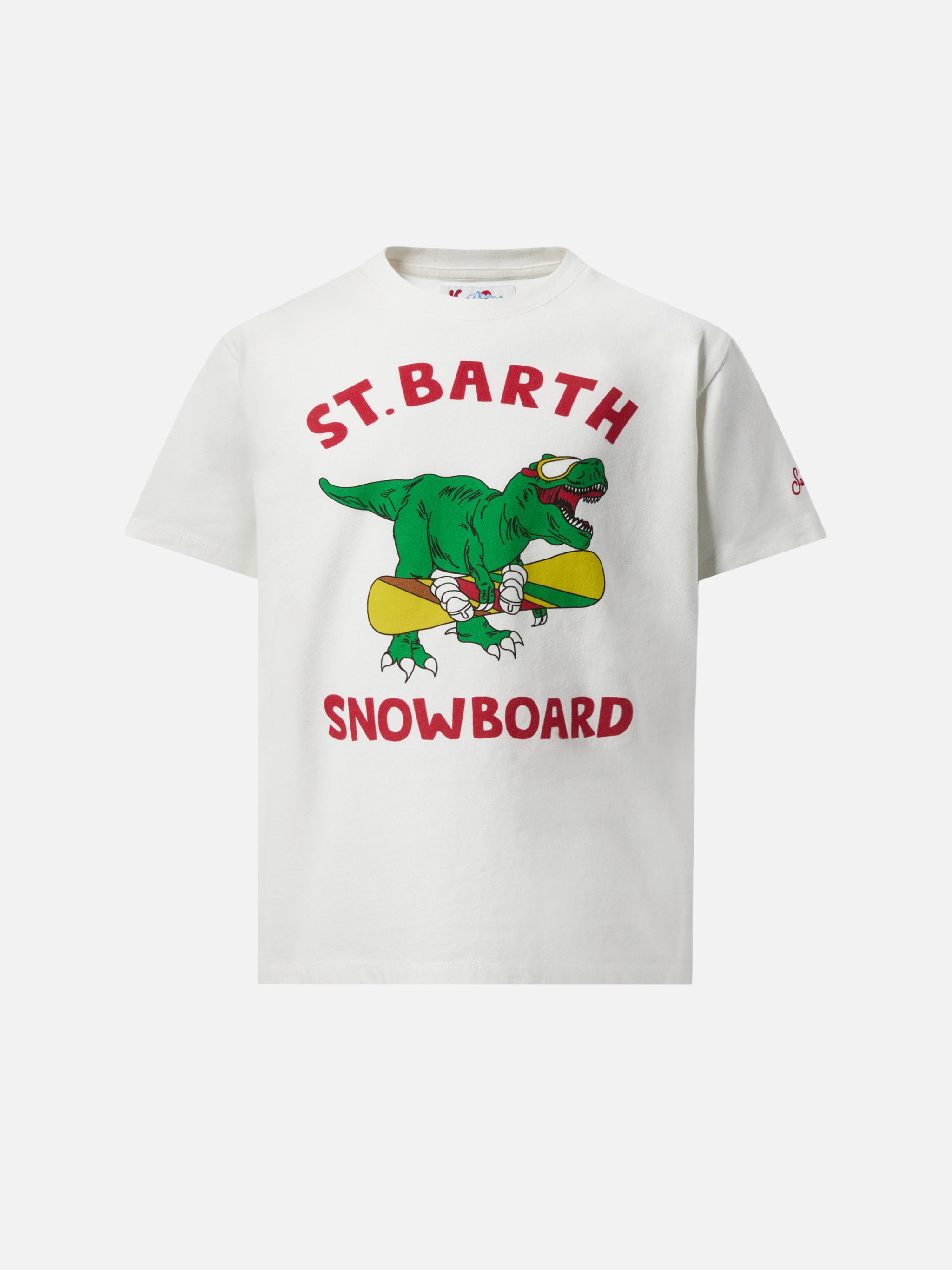 mc2-saint-barth-t-shirt-cameron-bambino-dinosauro-skater-bianca image 1